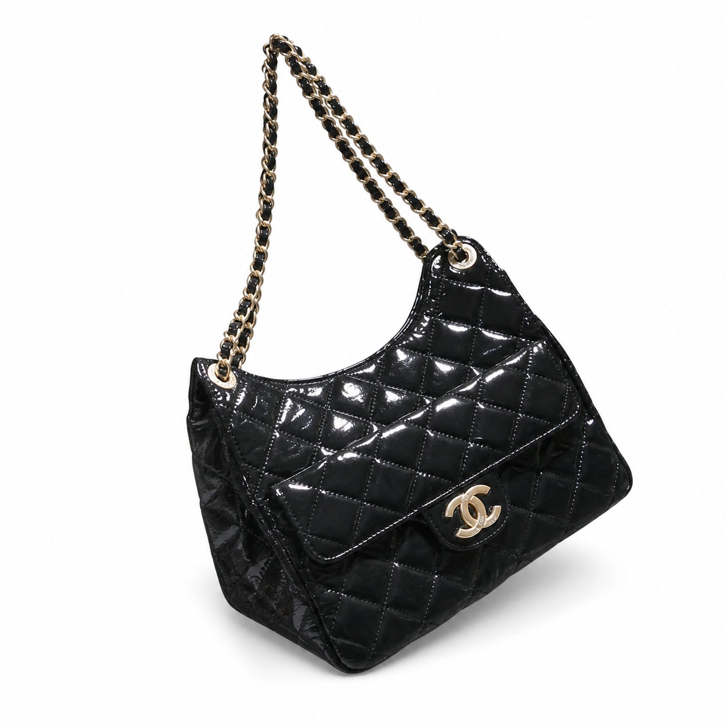 Chanel Medium Knit Patent Leather Bag