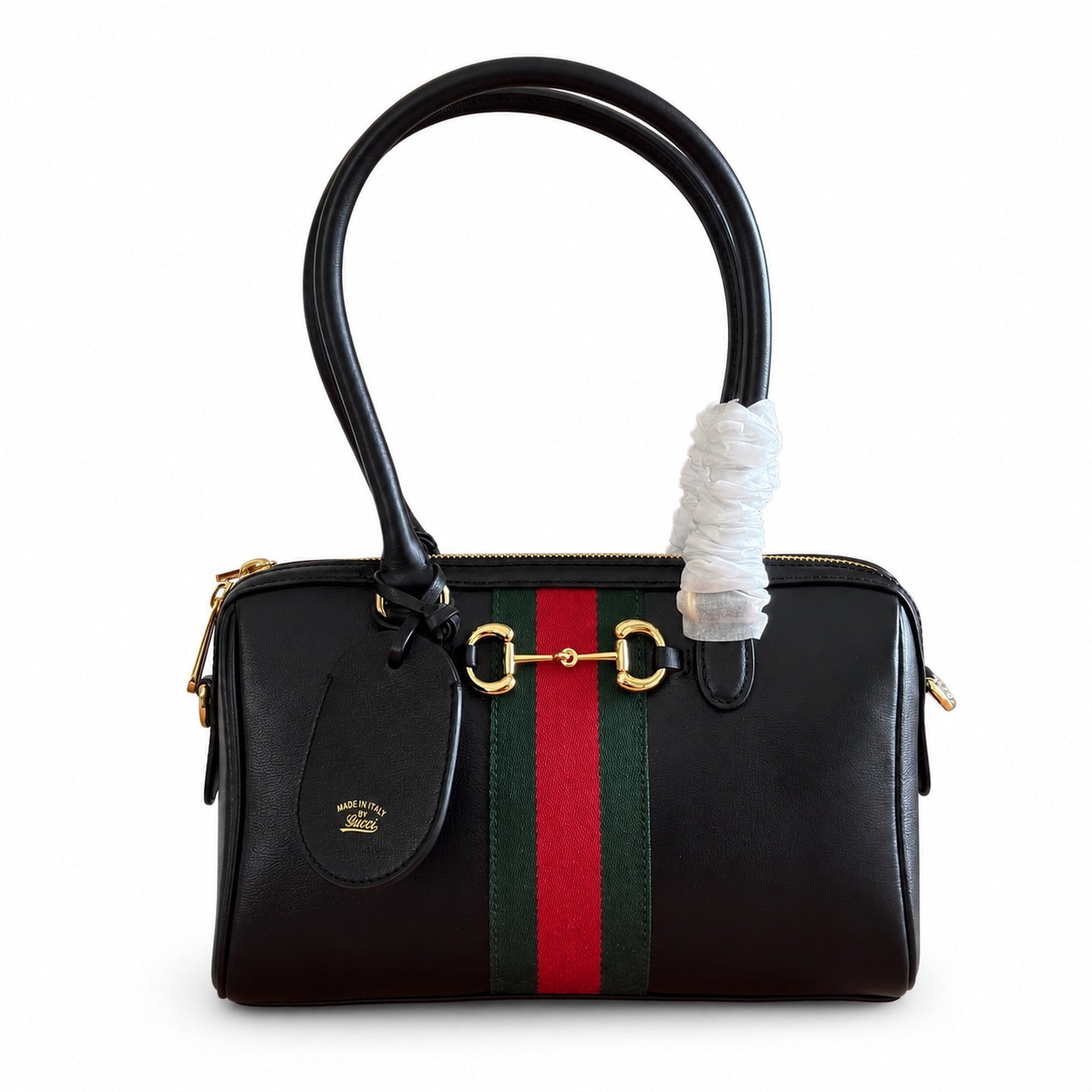 Gucci Supreme Small Canvas Leather Black Brown Gold Handbag