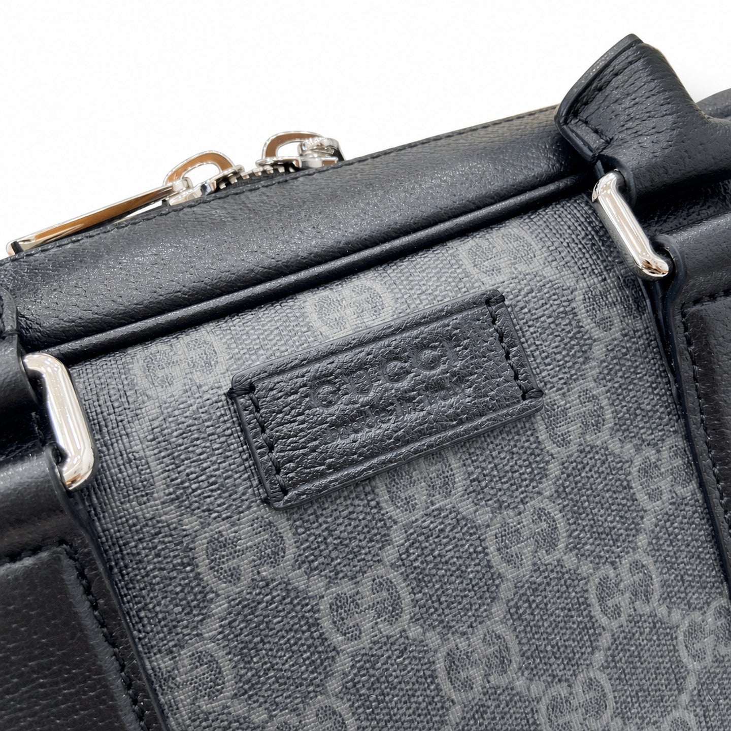 Gucci Supreme Mini Cotton Canvas Leather Black Green Briefcase