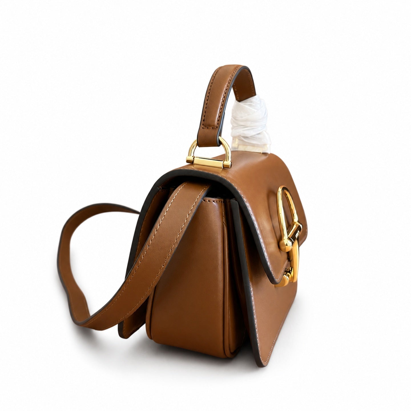 Gucci Horsebit Leather Black Brown Gold Handbag