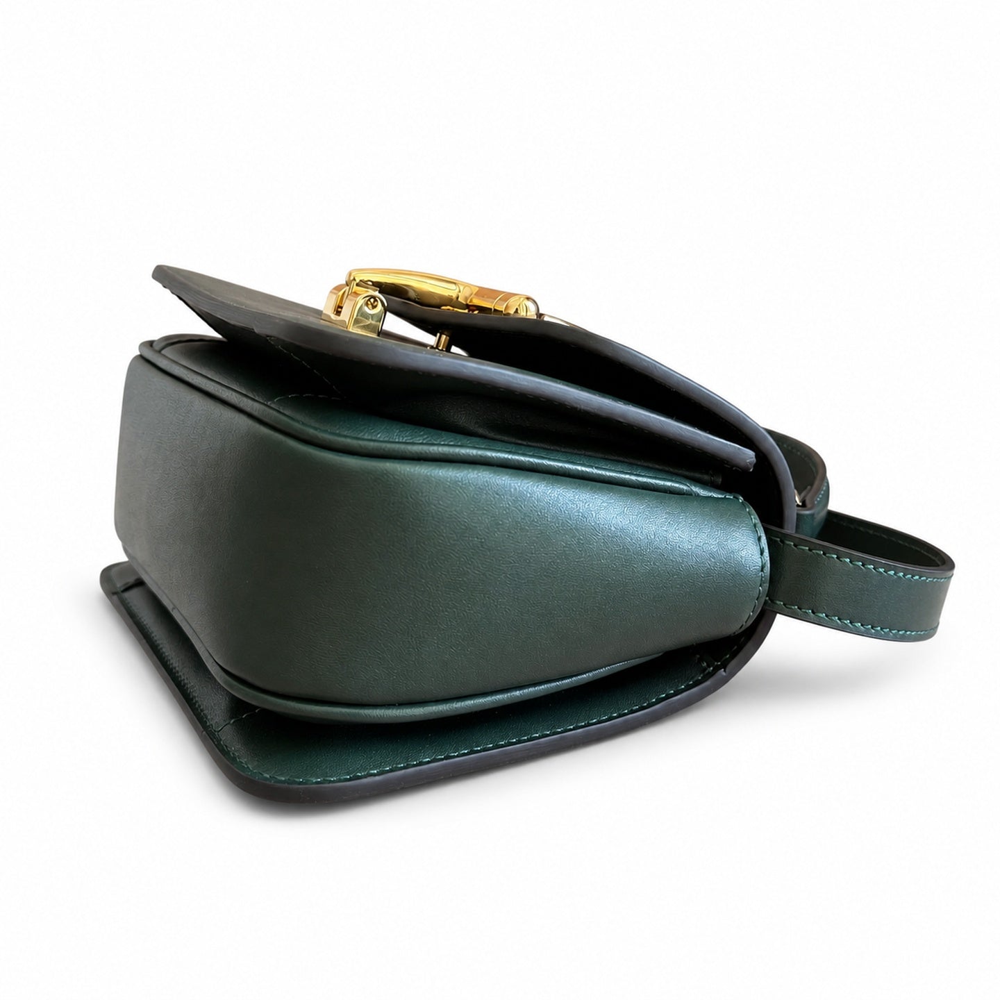Gucci Horsebit Leather Black Green Gold Handbag
