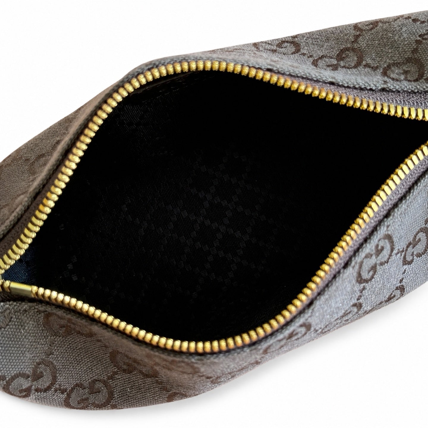 Gucci Horsebit Mini Cotton Canvas Leather Brown Gold Bag