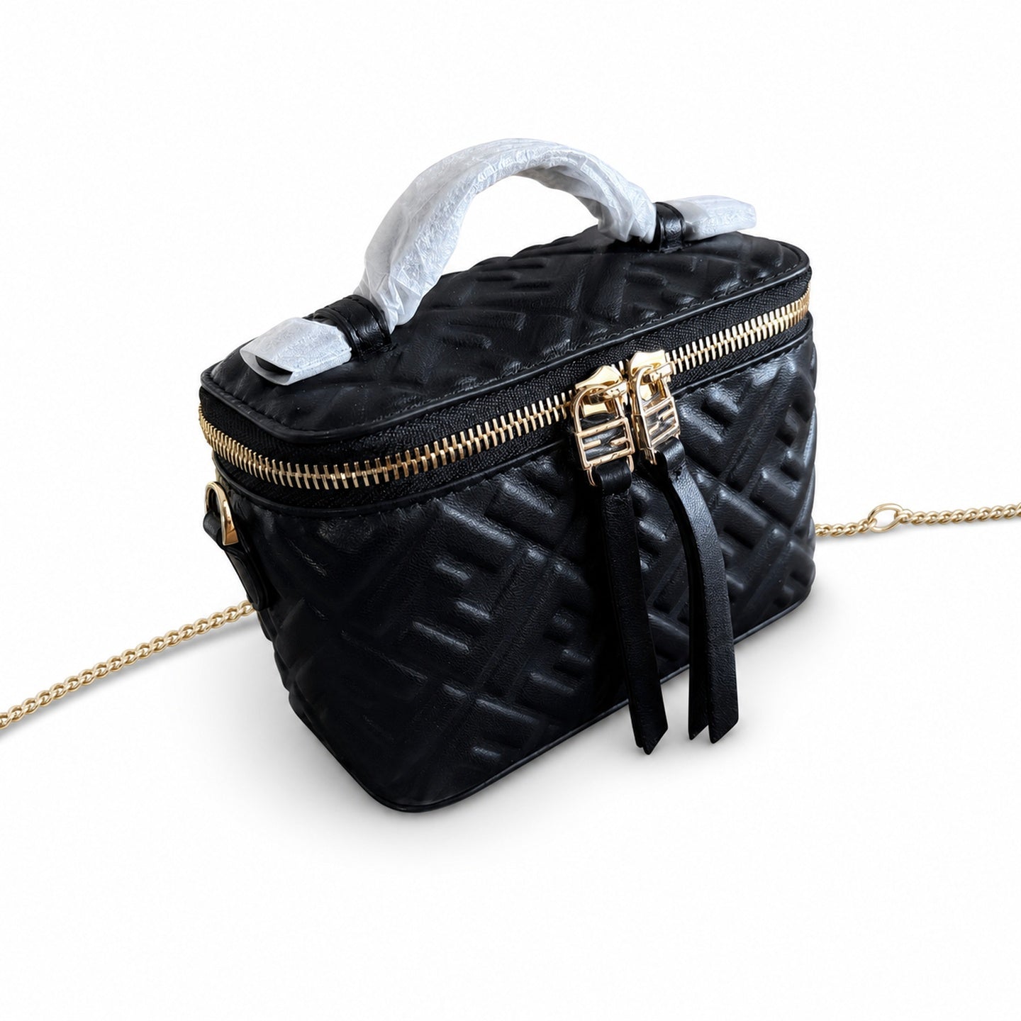 Fendi Mini Leather Black Gold Vanity Bag