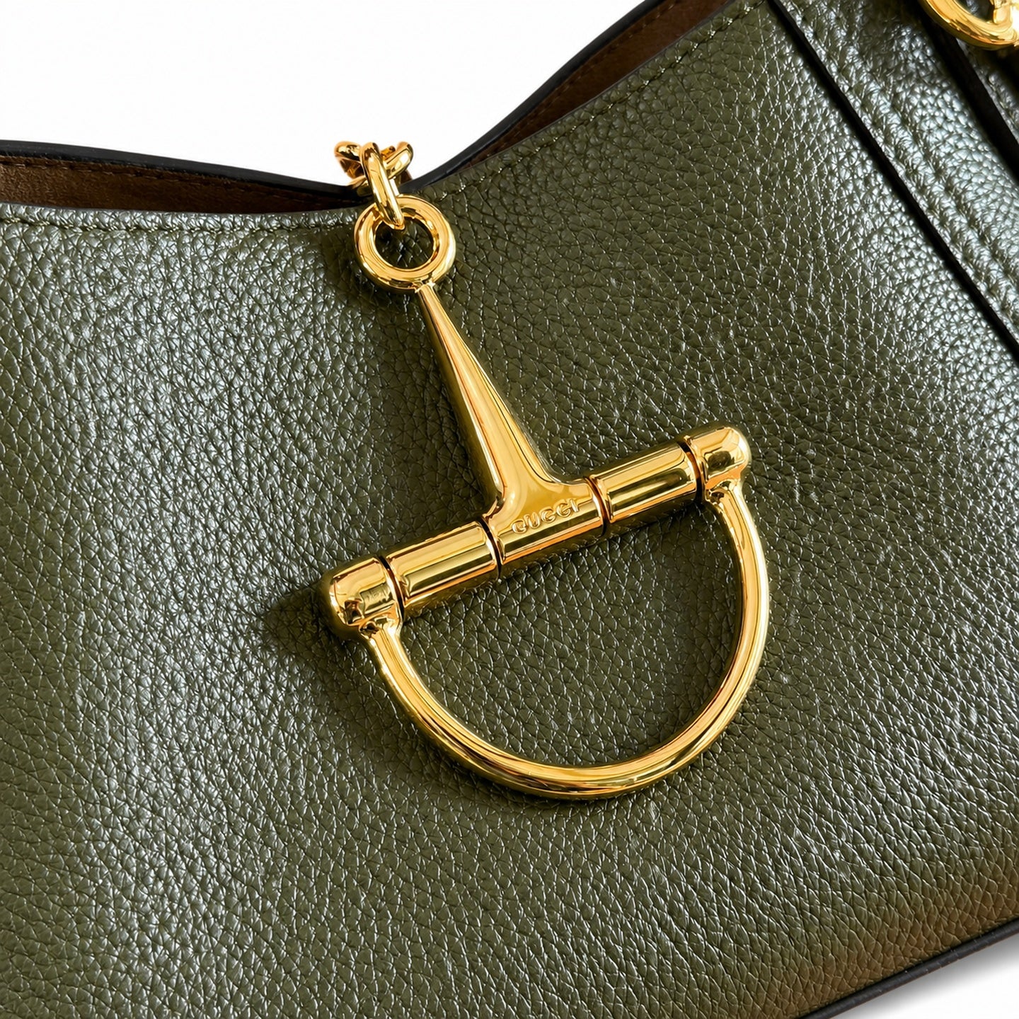 Gucci Horsebit Large Leather Black Brown Green Gold Shoulder Bag
