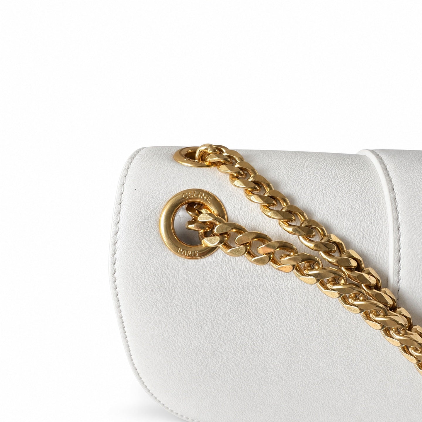 Celine Triomphe Medium Leather Silver Handbag
