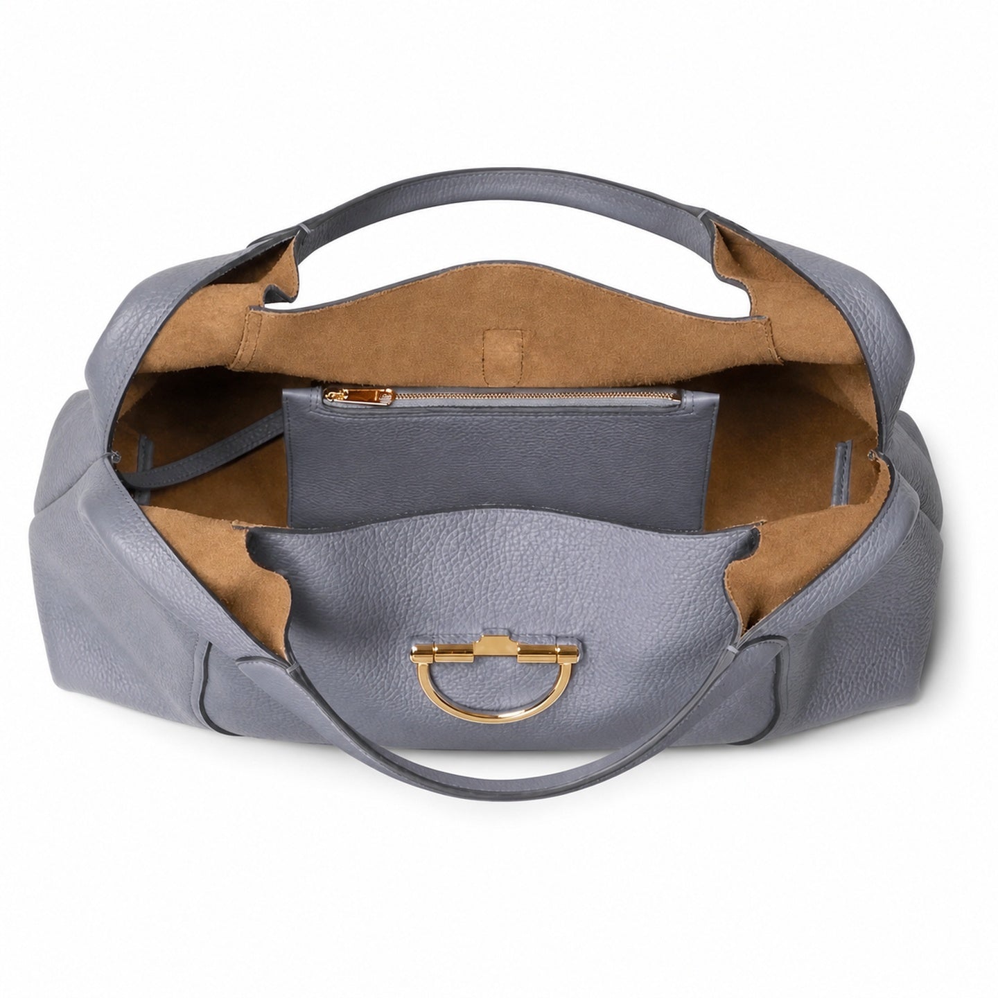 Gucci Leather Gray Brown Blue Gold Shoulder Bag