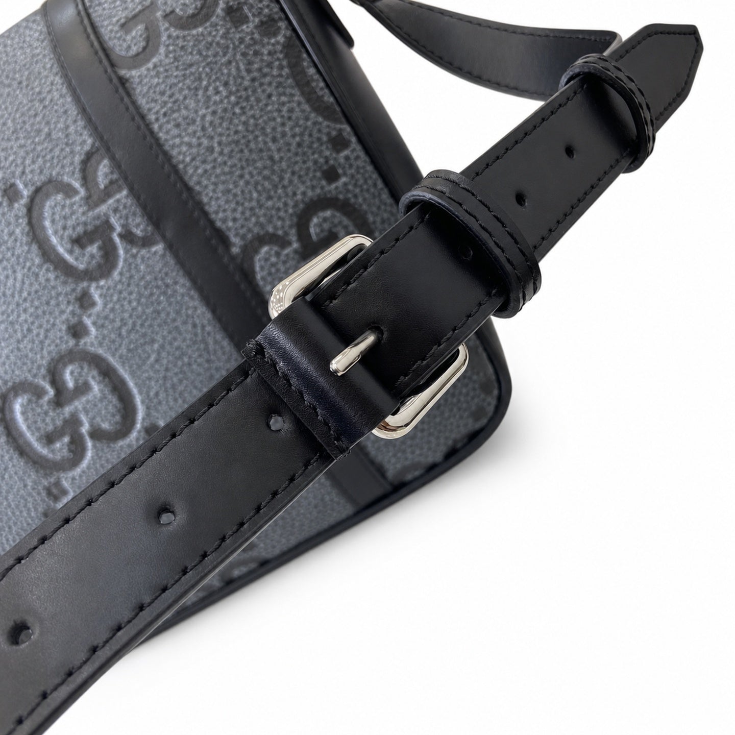 Gucci Medium Cotton Leather Black Gray Messenger Bag