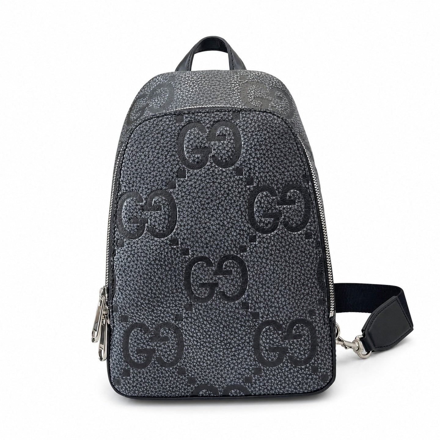 Gucci Cotton Leather Black Gray Crossbody Bag