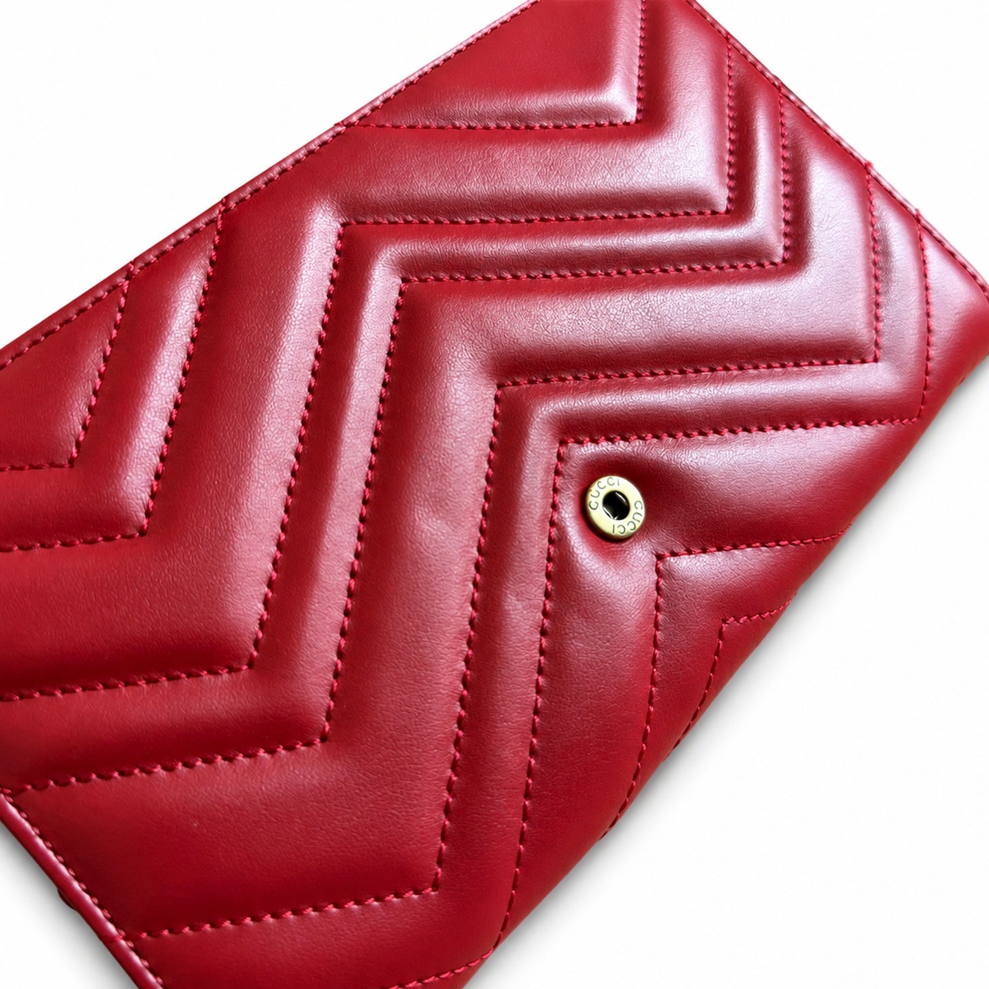 Gucci GG Marmont Mini Quilted Matelasse Leather Beige Red Handbag