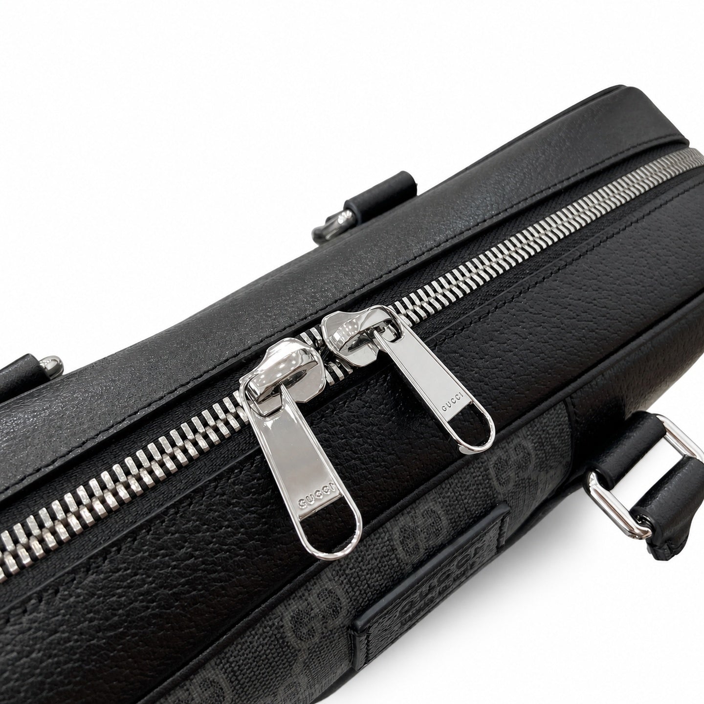 Gucci Supreme Mini Cotton Canvas Leather Black Green Briefcase