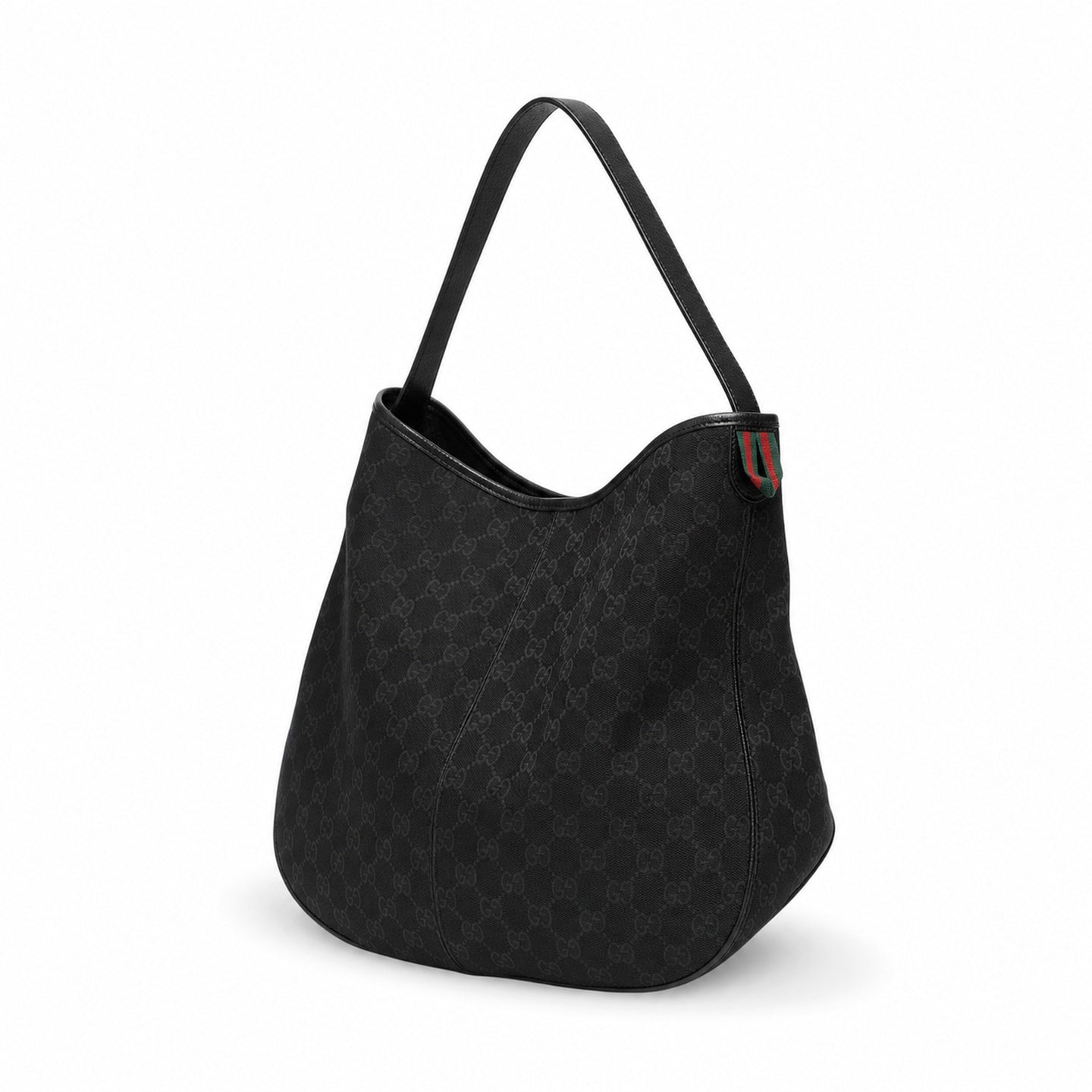 Gucci Large Jacquard Nylon Black White Red Green Tote Bag