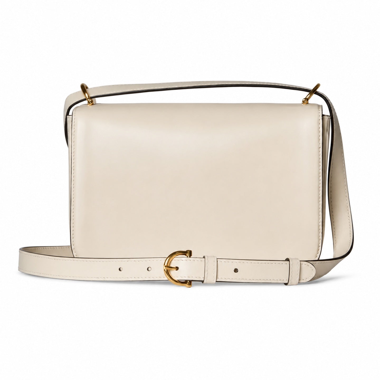 Gucci Horsebit Small Leather White Gold Shoulder Bag