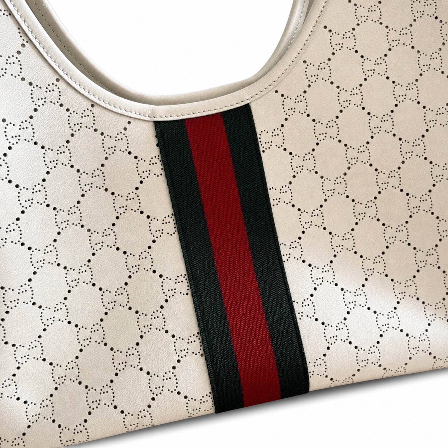Gucci Giglio Leather Black White Beige Gold Clutch
