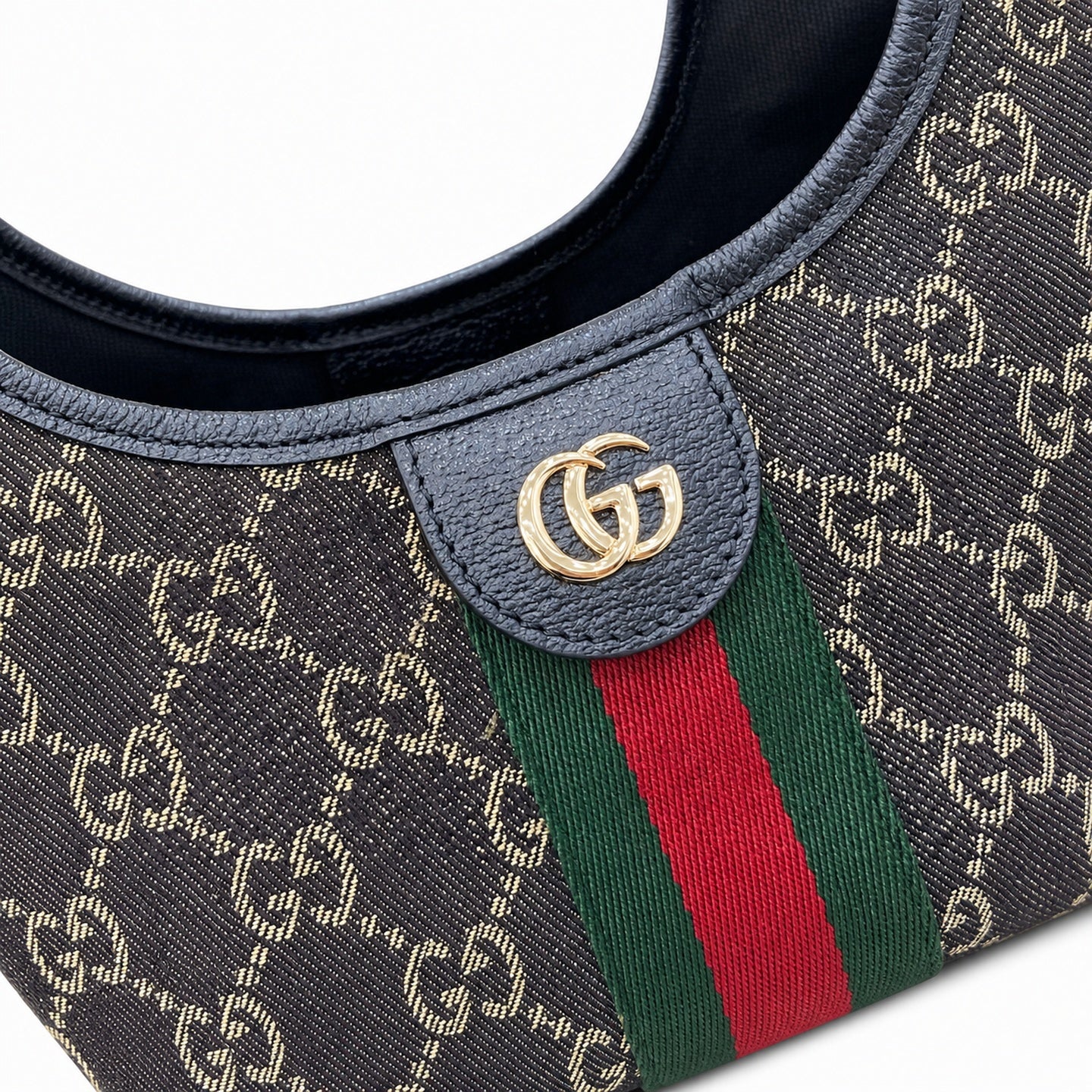 Gucci Giglio Men's Cotton Denim Canvas Leather Black White Brown Red Green Gold Handbag