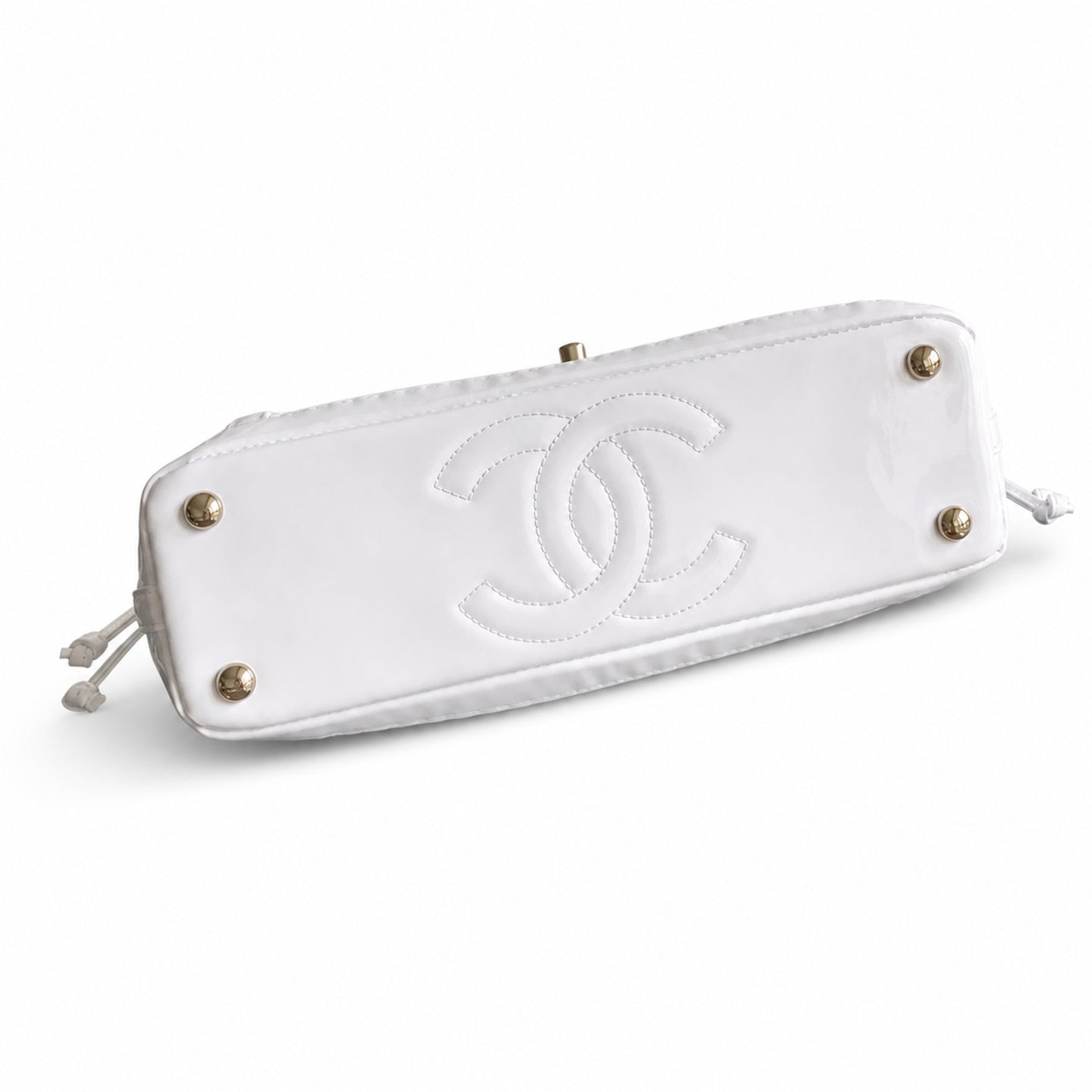 Chanel Small Patent Leather White Bag