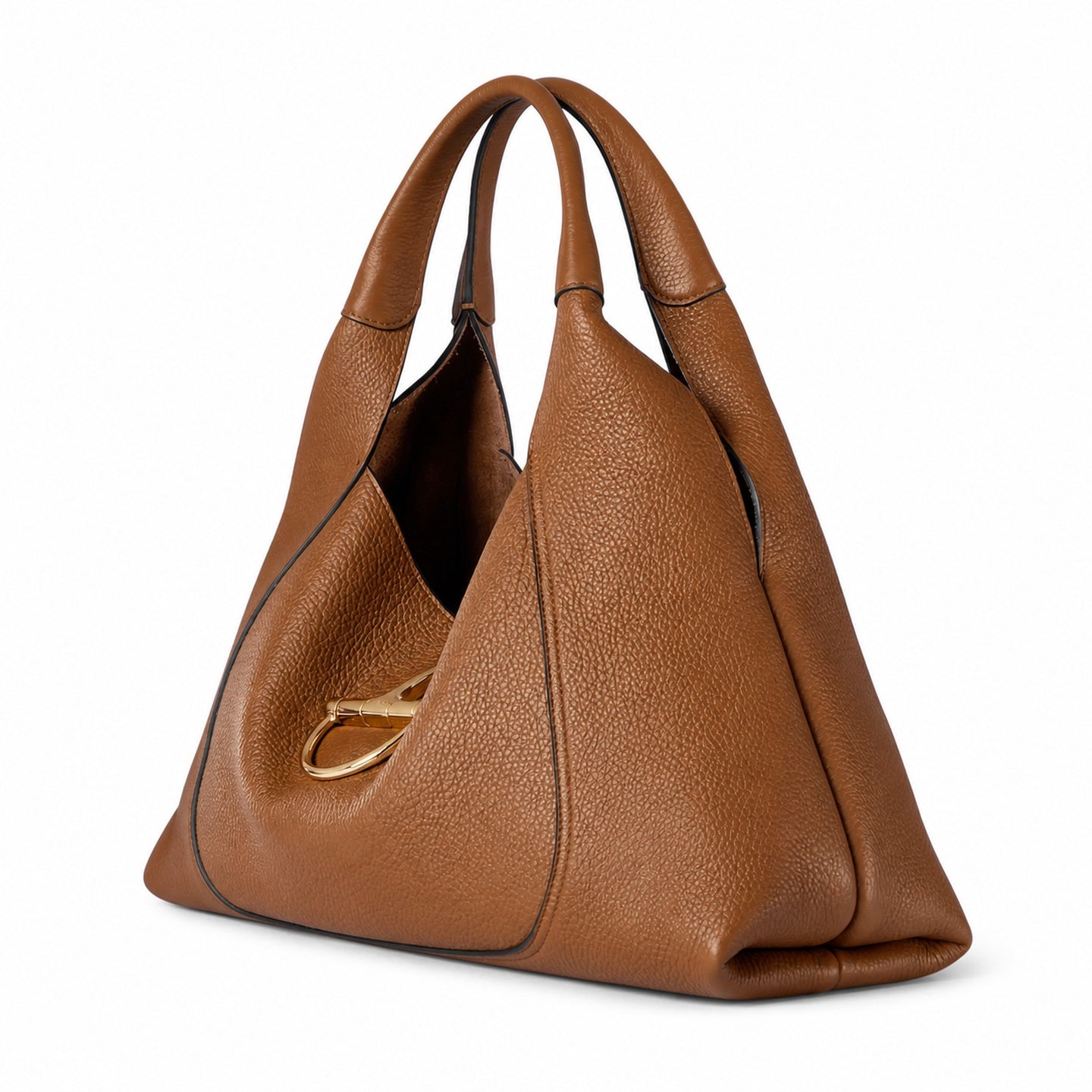 Gucci Horsebit Large Leather Brown Gold Shoulder Bag