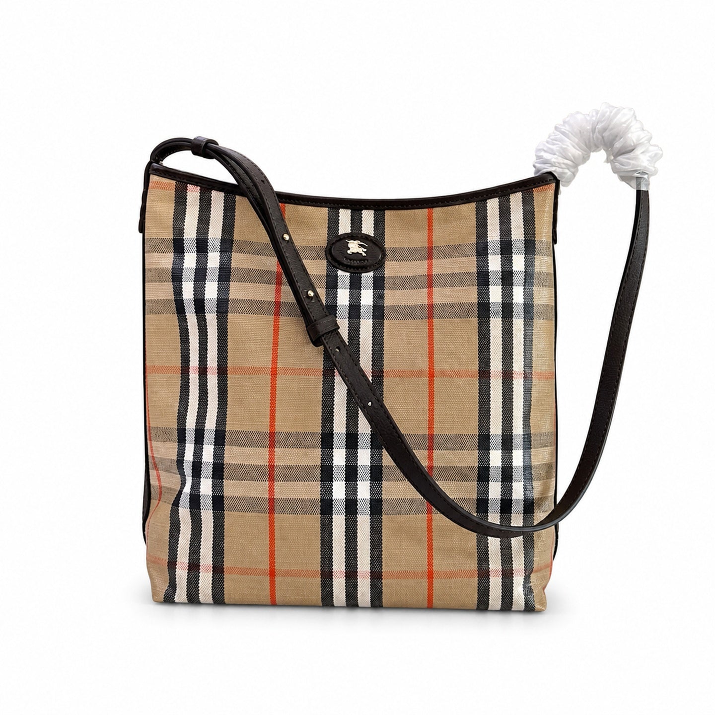 Burberry Highlands Small Cotton Jacquard Leather Bag