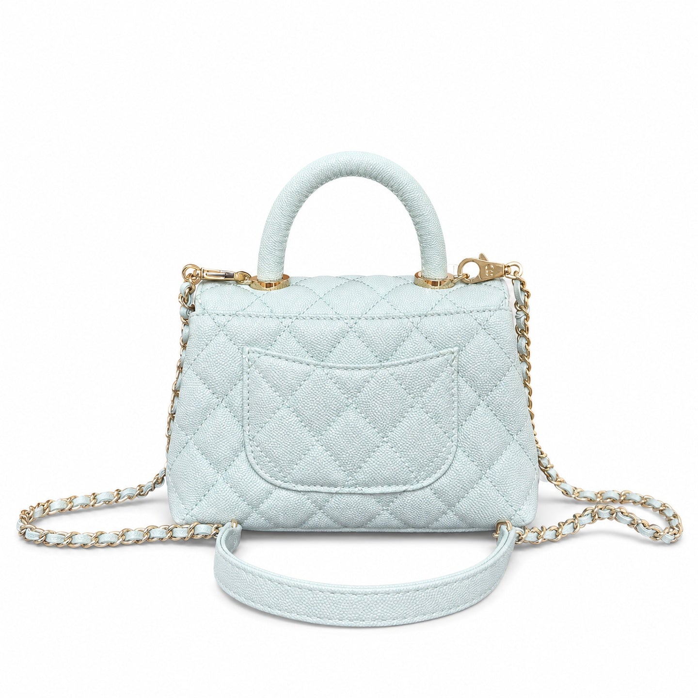 Chanel Coco Handle Mini Blue Gold Handbag