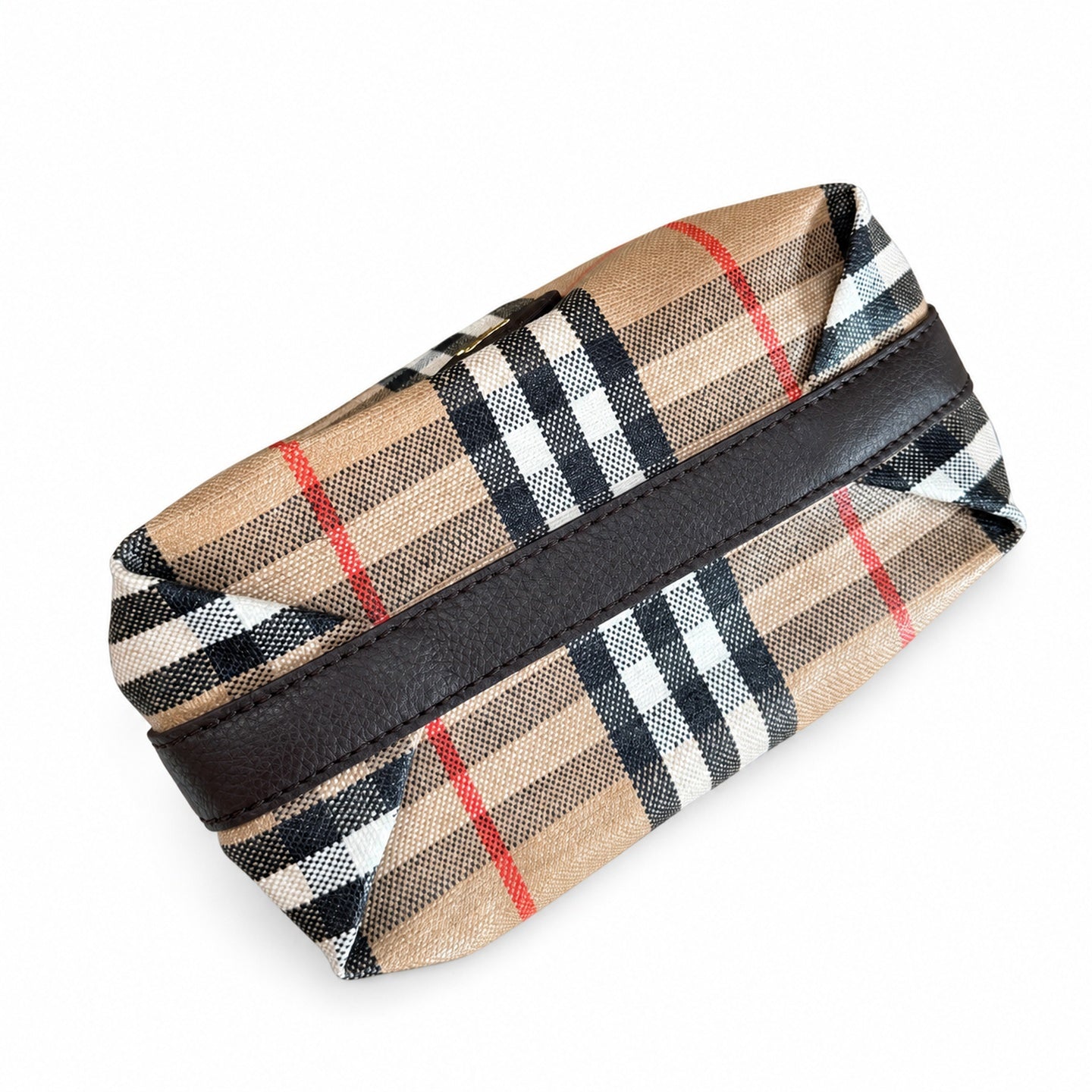 Burberry Highlands Mini Cotton Jacquard Leather Check Bag