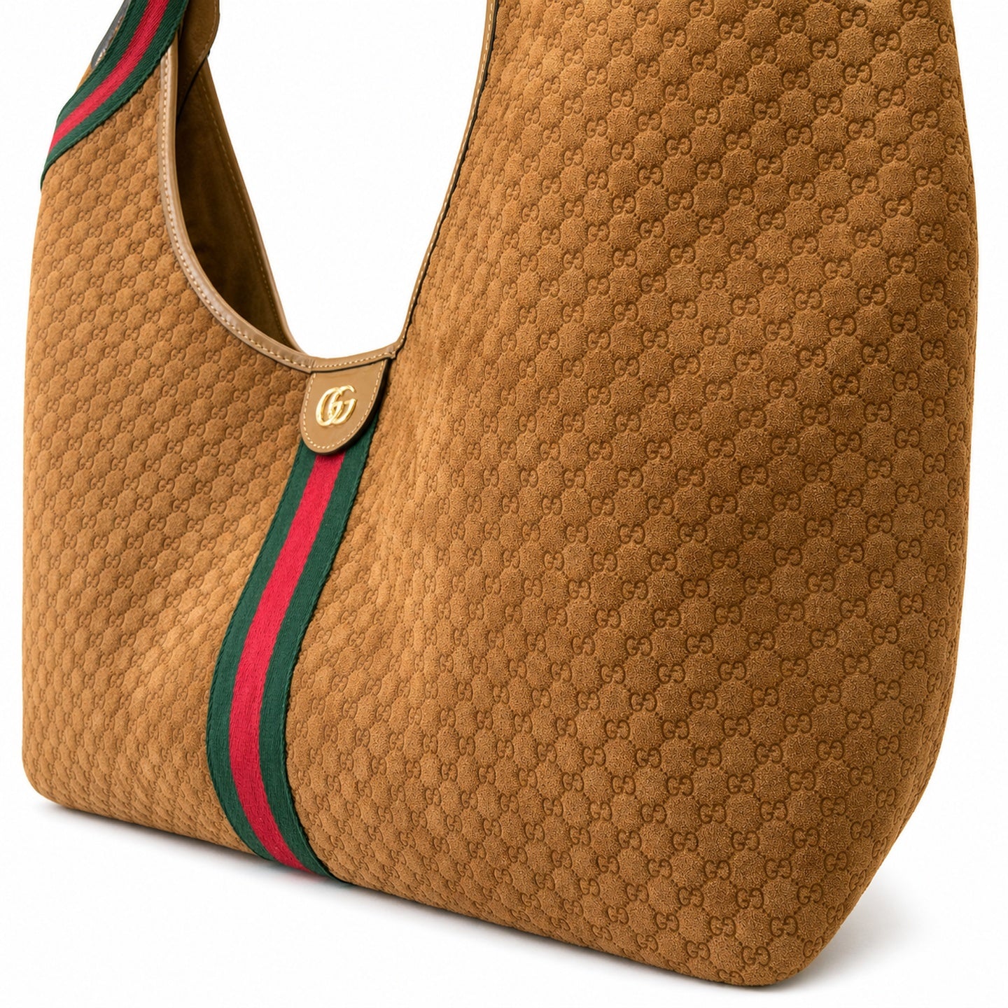 Gucci Giglio Cotton Suede Canvas Velvet Brown Red Green Gold Handbag
