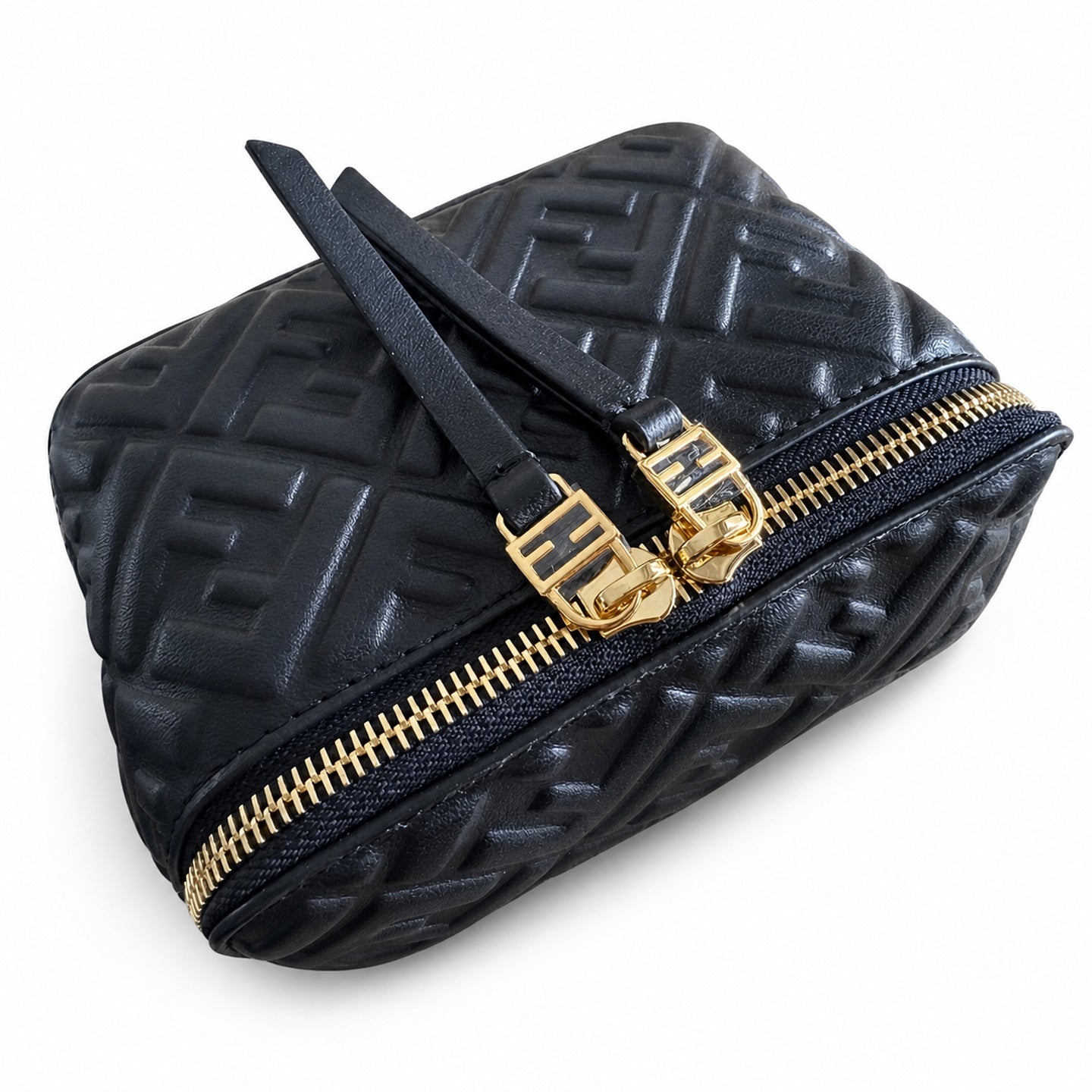 Fendi Mini Leather Black Gold Vanity Bag