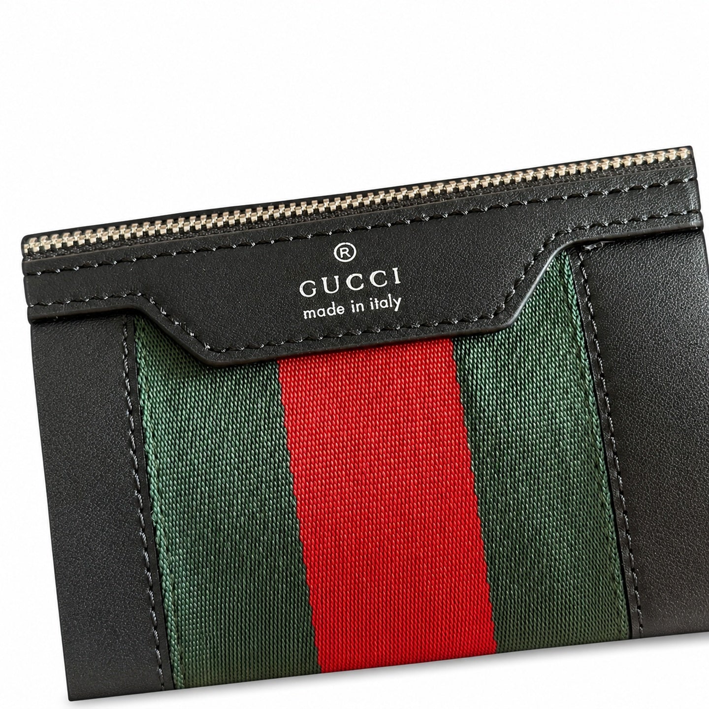 Gucci Nylon Leather Black Red Green Silver Handbag