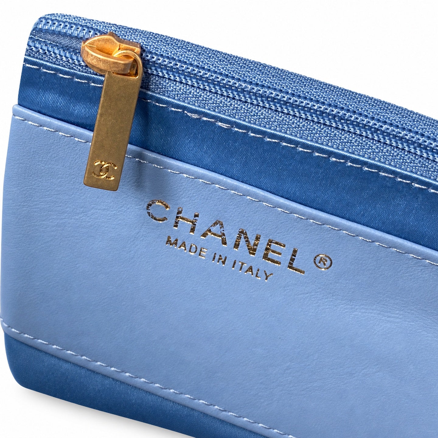 Chanel Large Denim Leather Gold Shopping Bag