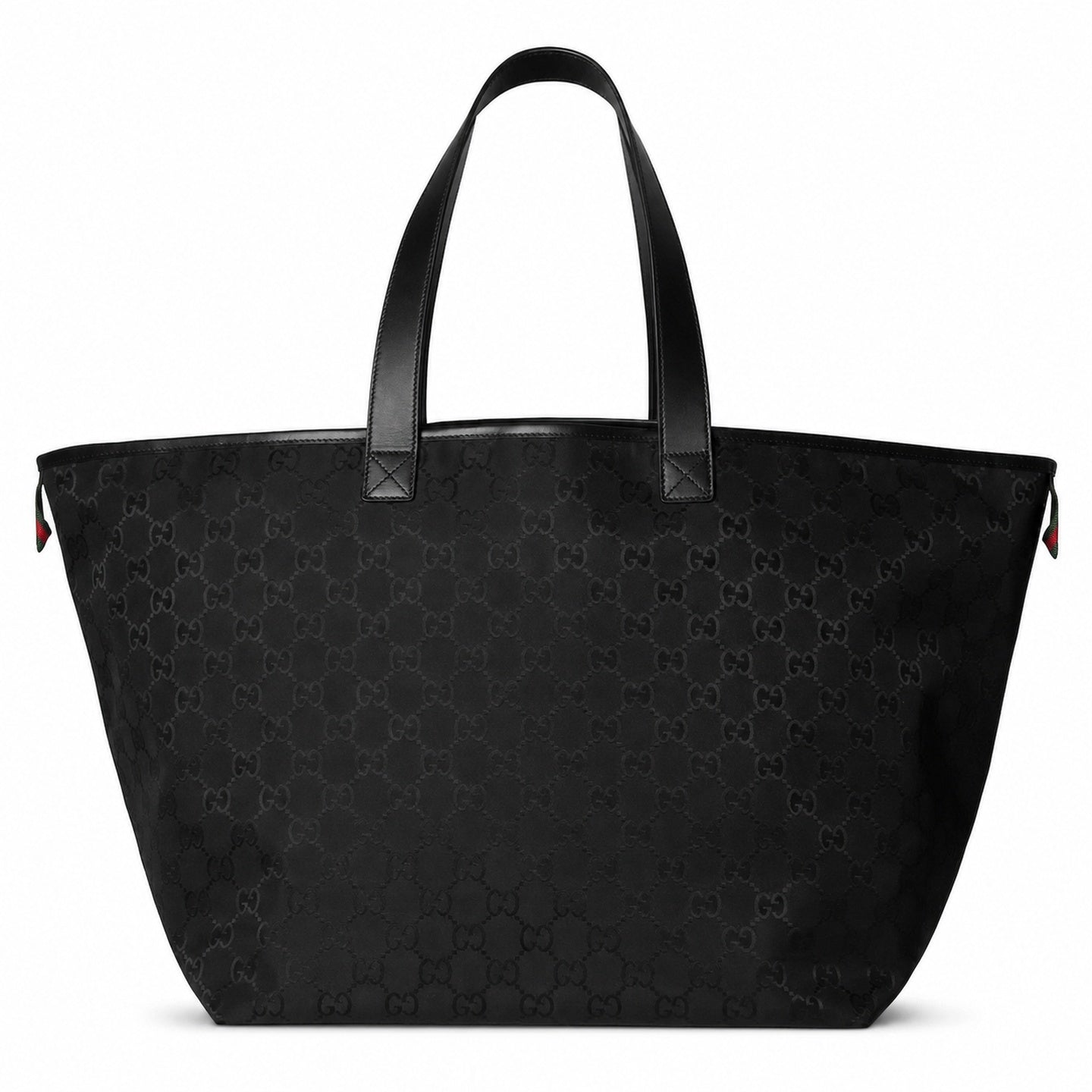 Gucci Large Jacquard Nylon Black White Red Green Tote Bag