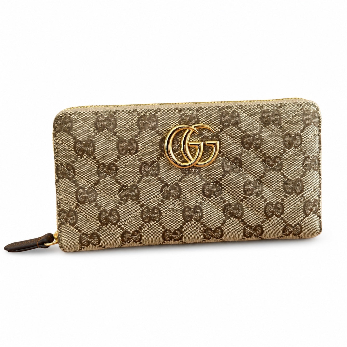 Gucci GG Marmont Canvas Brown Gold Wallet