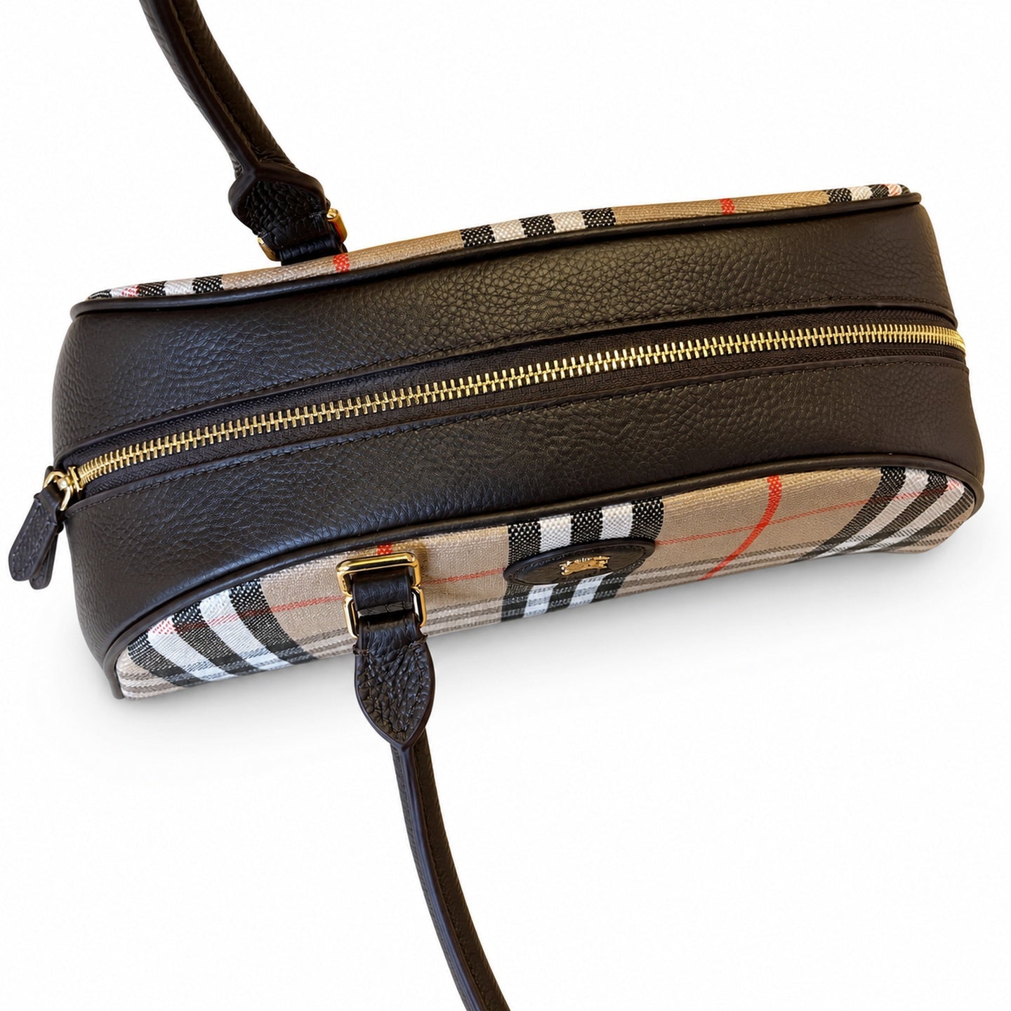 Burberry Cotton Jacquard Leather Check Bag