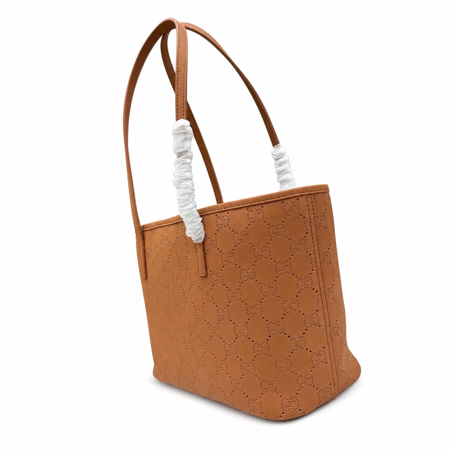 Gucci Suede Leather Brown Gold Tote Bag