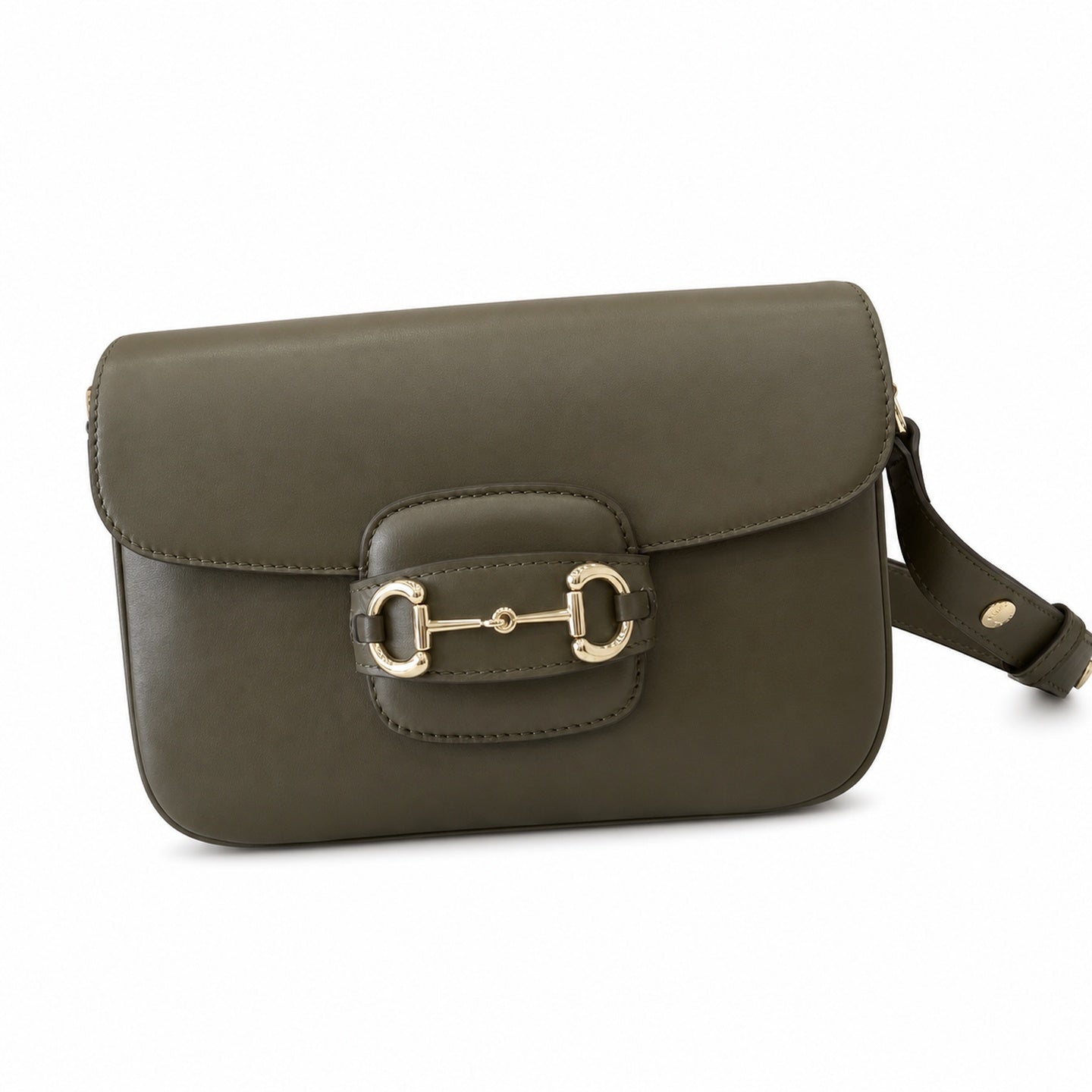 Gucci Horsebit 1955 Small Cotton Leather Brown Green Gold Shoulder Bag