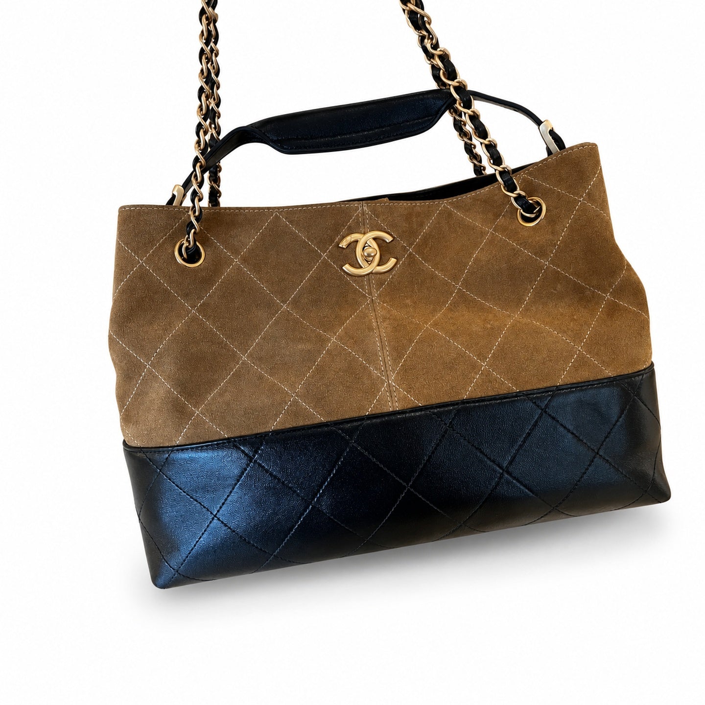 Chanel 25 Suede Leather Gold Bag