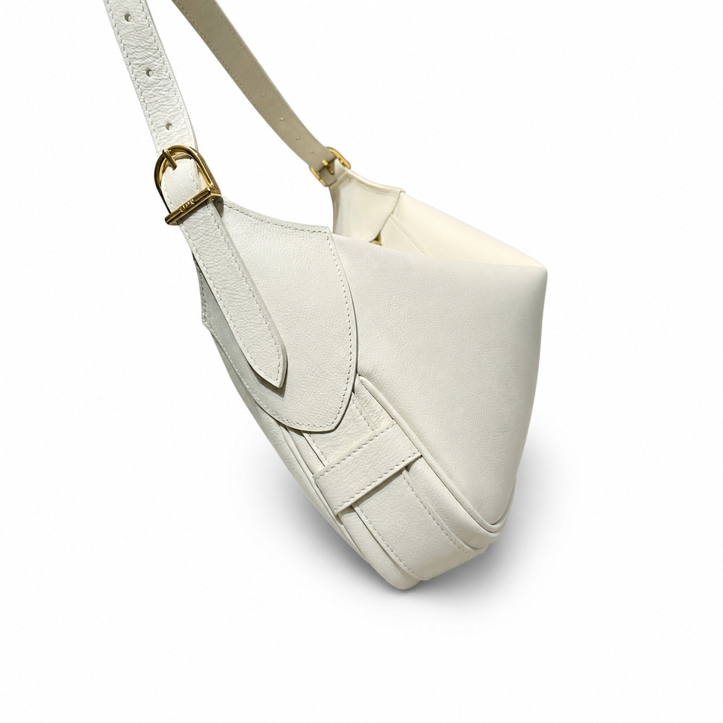 Celine Romy Leather White Gold Bag