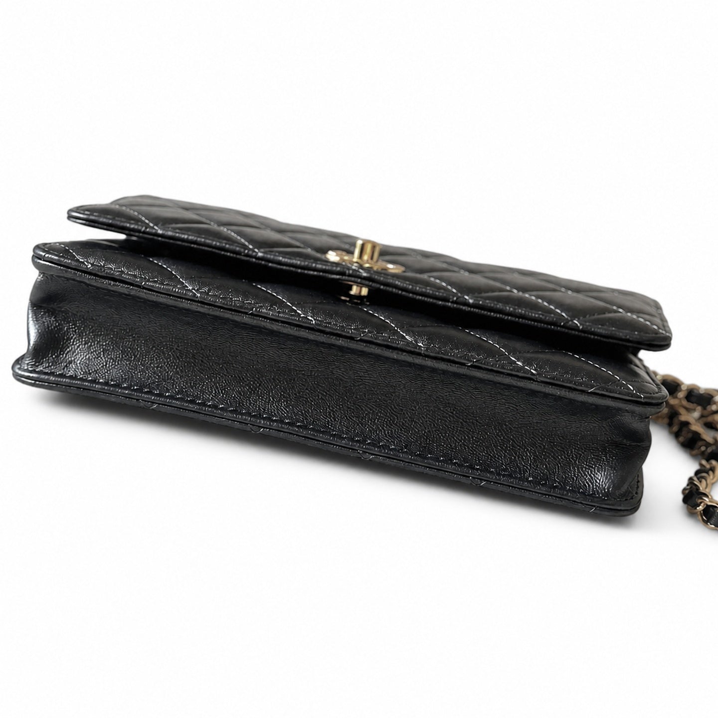 Chanel Leather Black Pink Gold Handbag