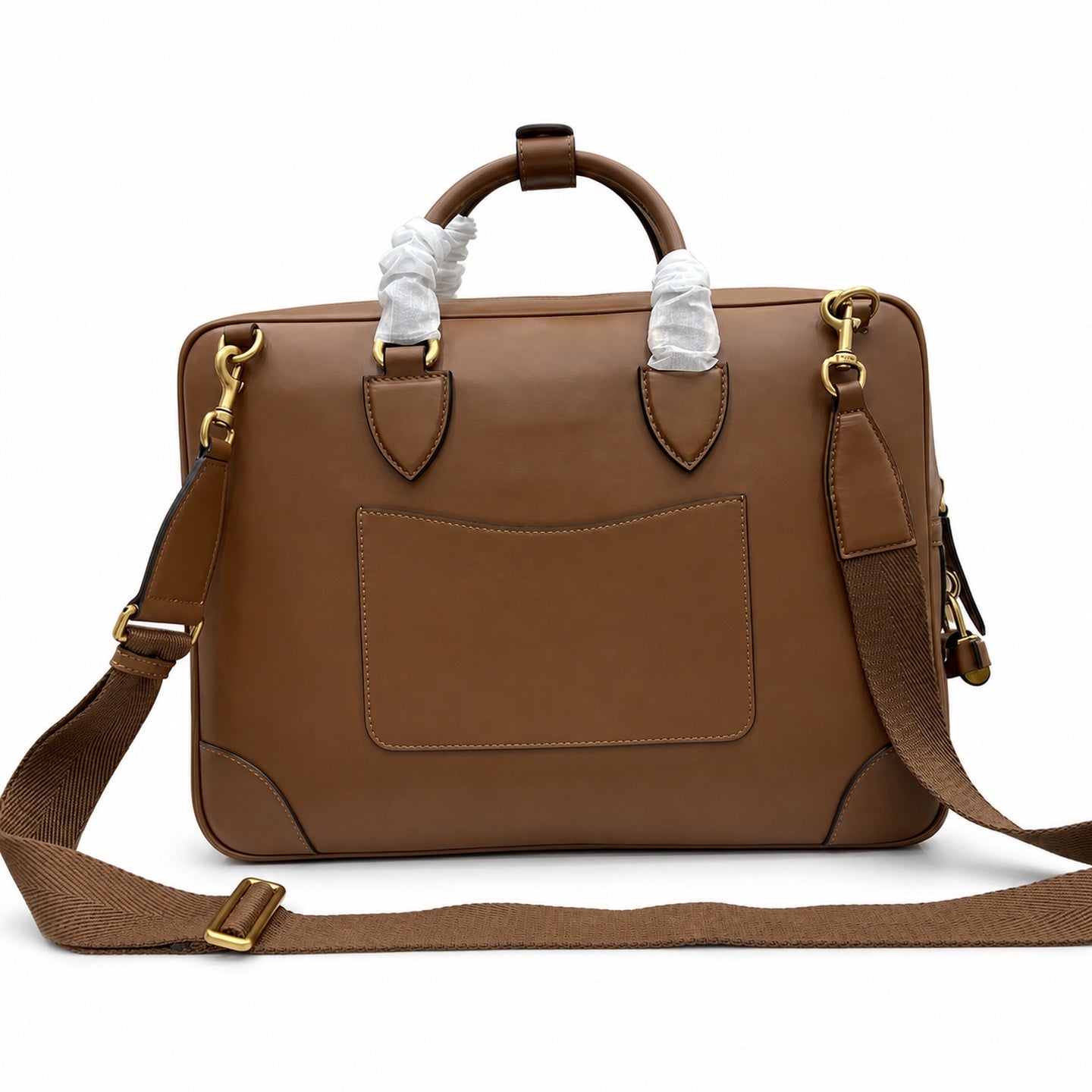 Gucci Men's Cotton Canvas Leather Brown Briefcase