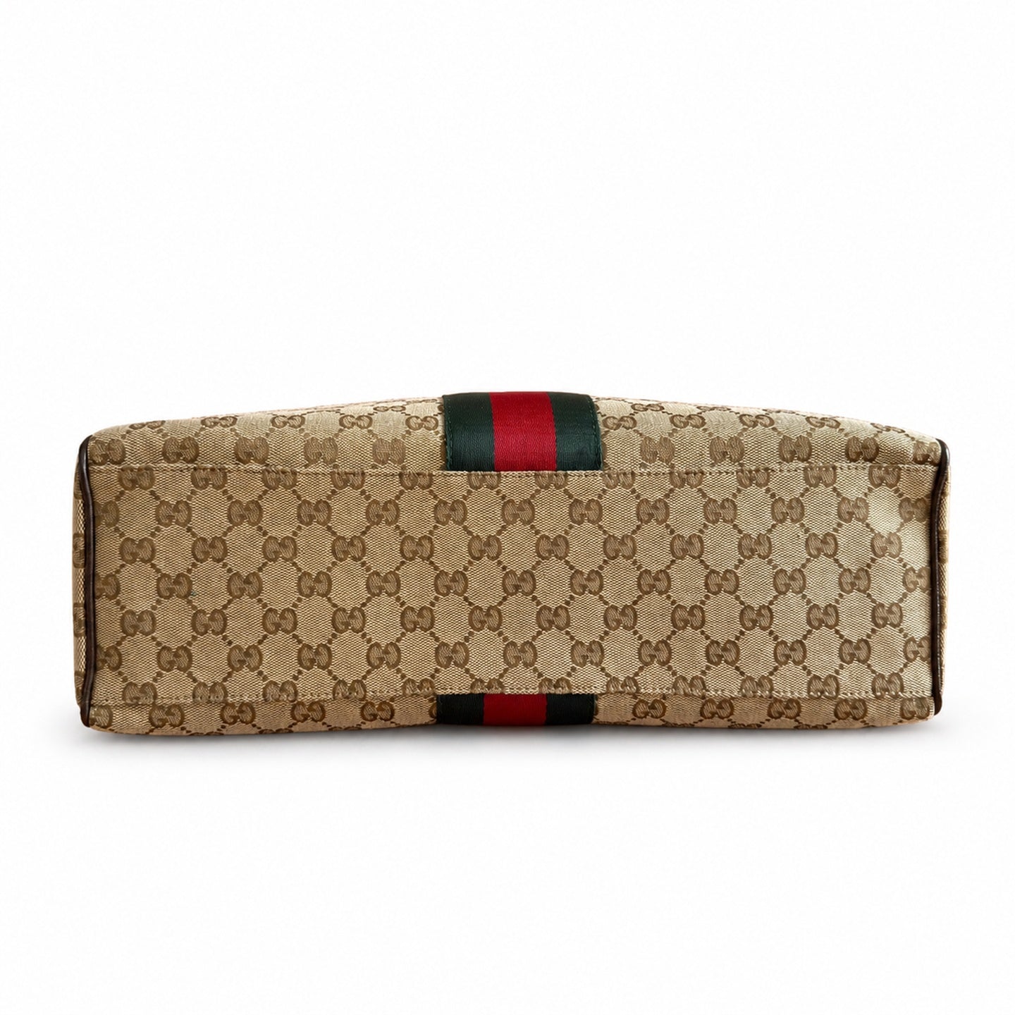 Gucci Horsebit Double Zip Canvas Leather Black Brown Gold Handbag