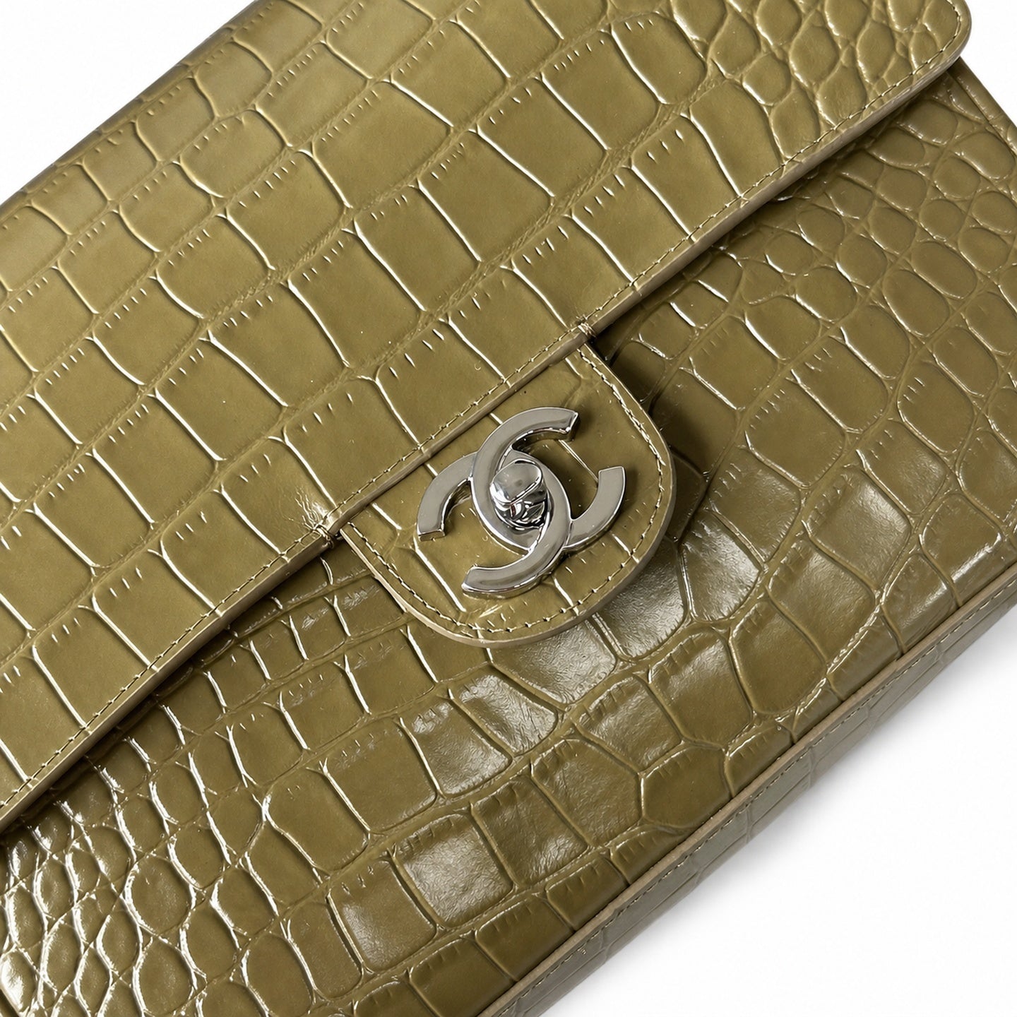 Chanel Croc-Embossed Leather Gold Bag
