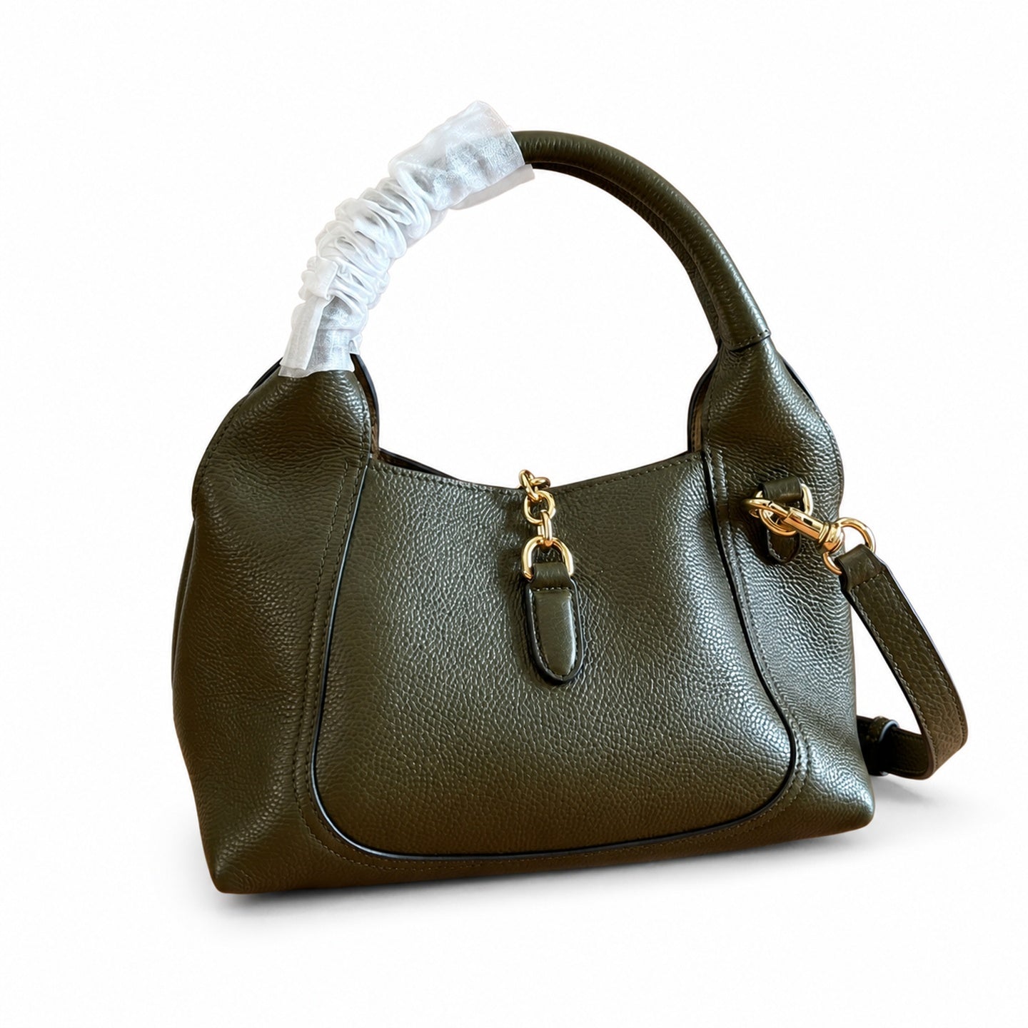 Gucci Horsebit Large Leather Black Brown Green Gold Shoulder Bag