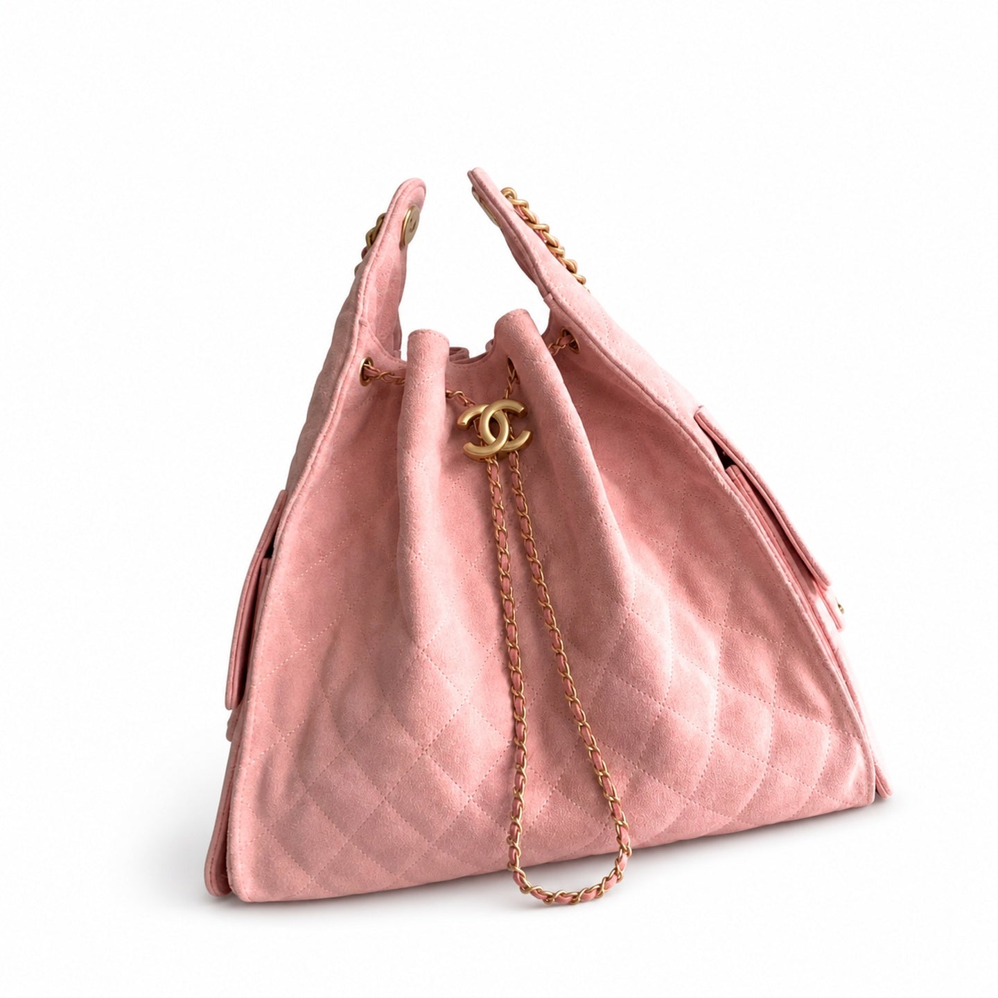 Chanel 25 Large Suede Black Gold Bag
