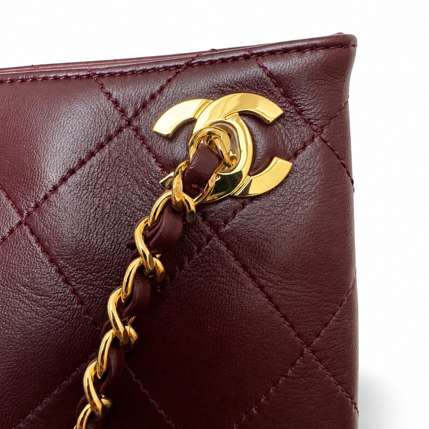 Chanel Leather Burgundy Tote Bag