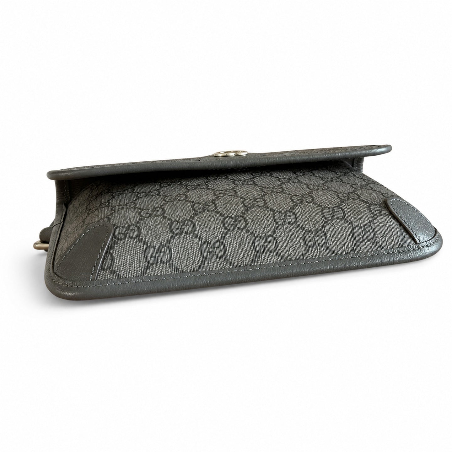 Gucci Ophidia Men's Supreme Small Cotton Canvas Leather Black Gray Waist Bag