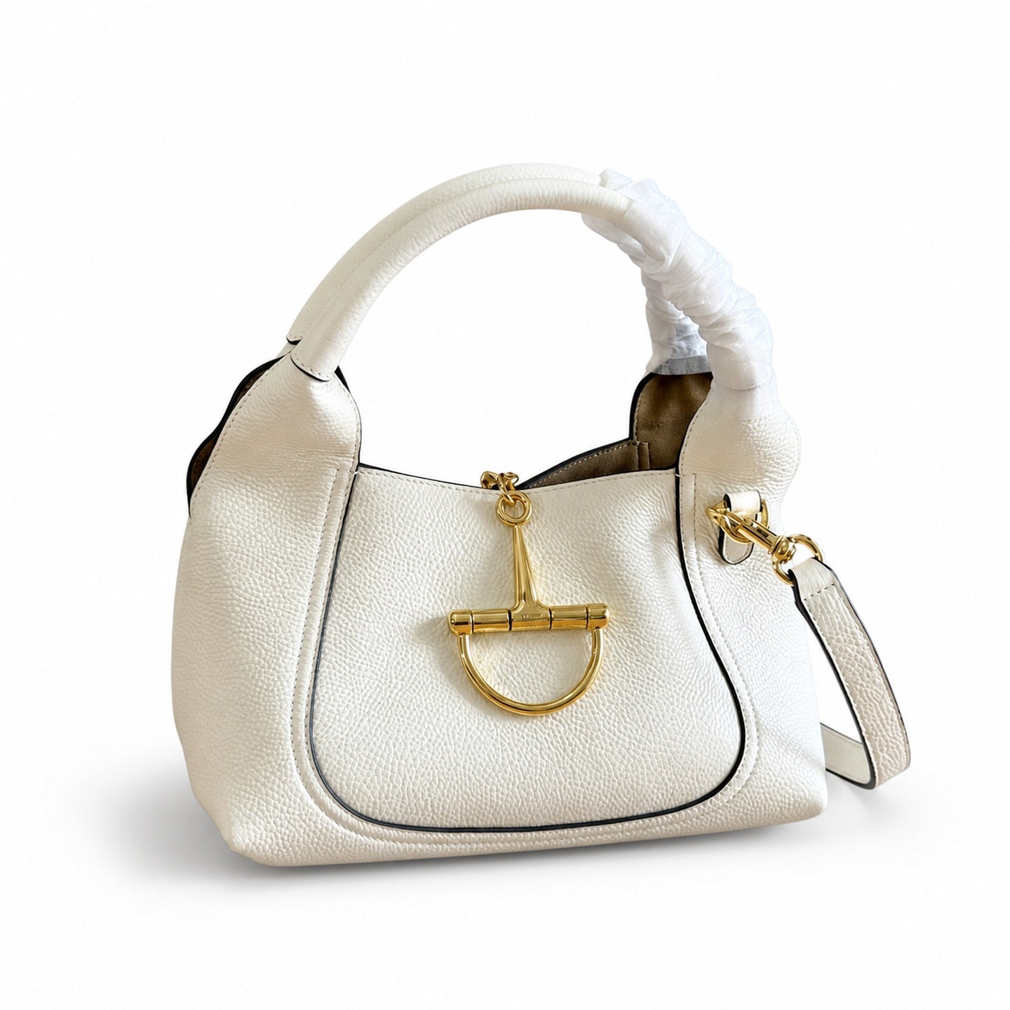 Gucci Horsebit Large Leather Black White Brown Gold Shoulder Bag