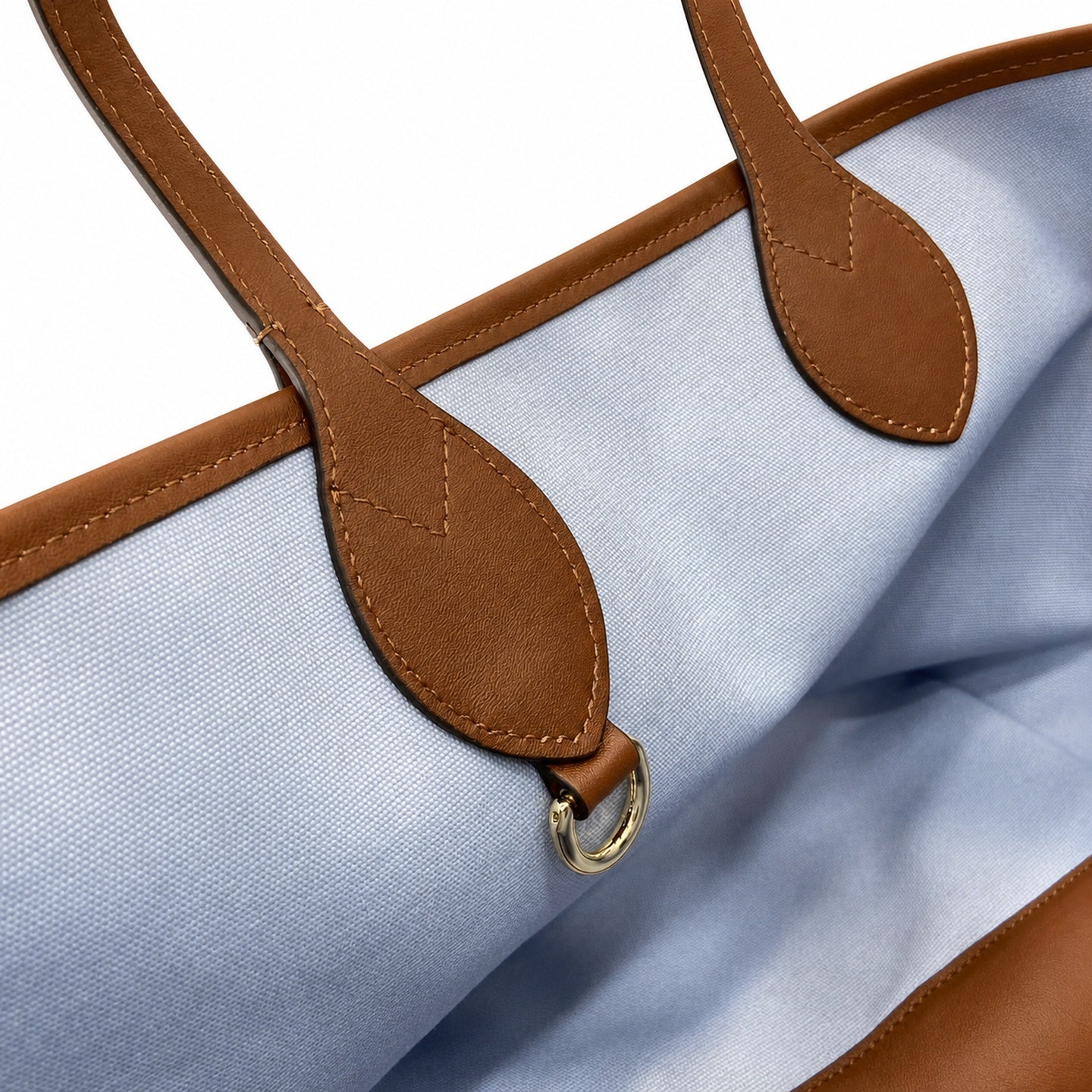 Gucci Denim Leather White Brown Blue Gold Tote Bag