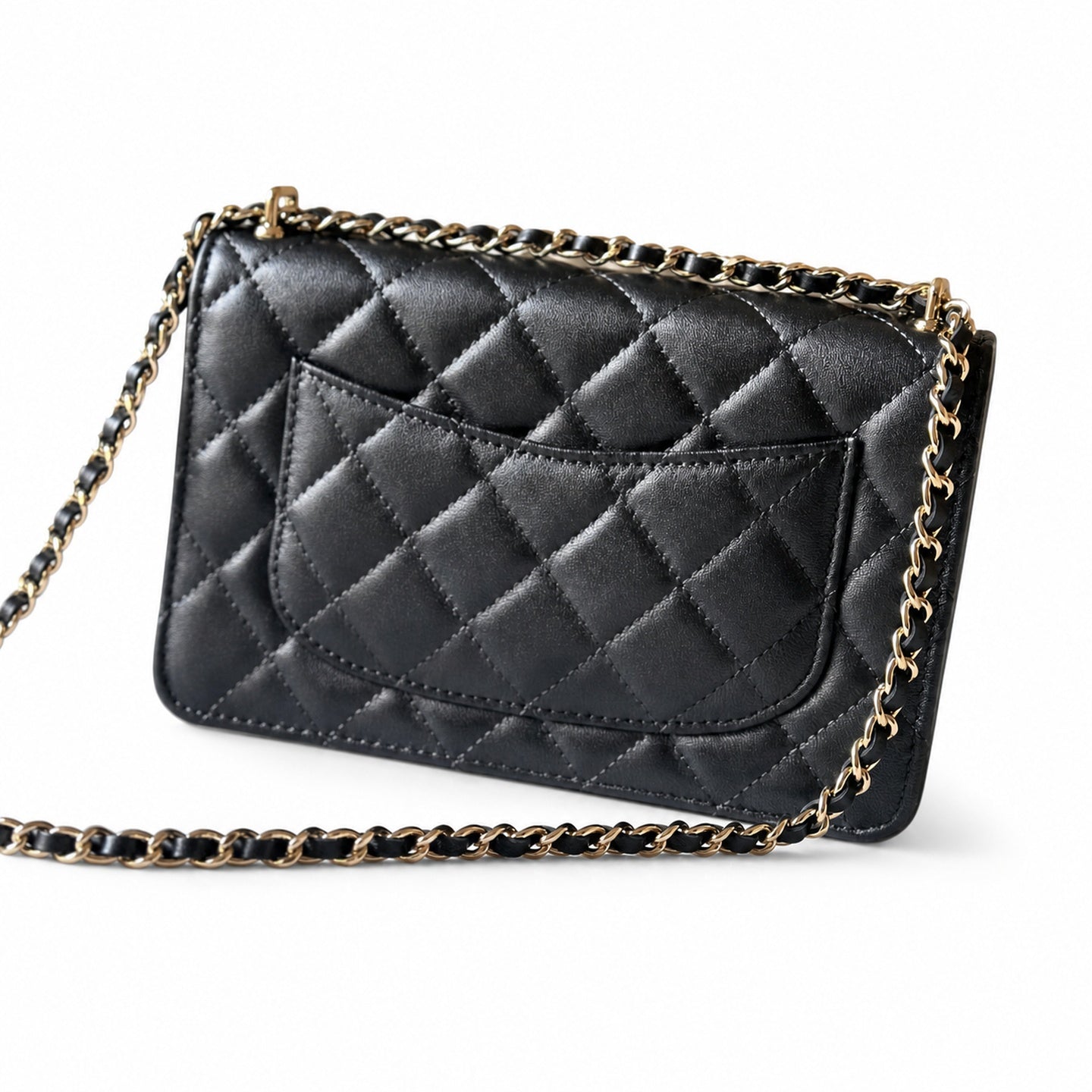 Chanel Leather Black Pink Gold Handbag