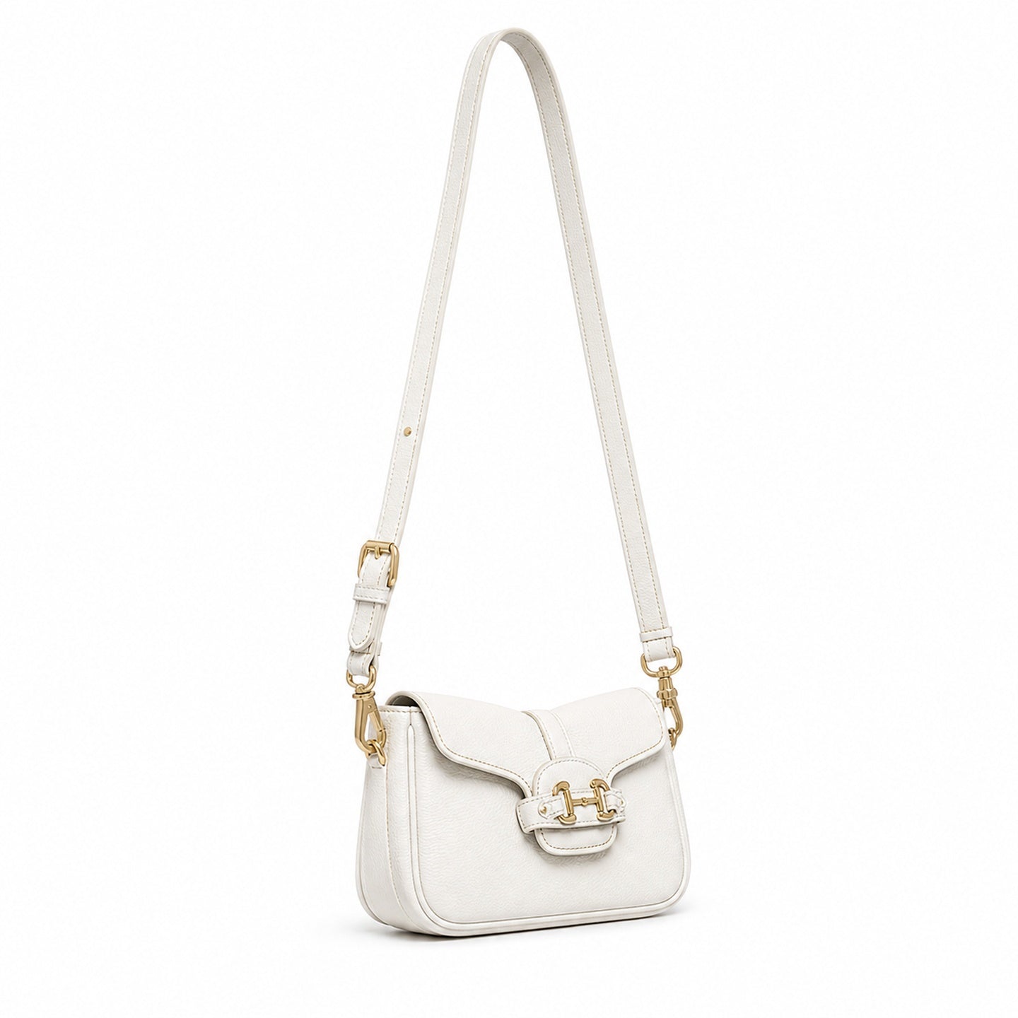 Gucci Horsebit 1955 Leather White Gold Shoulder Bag