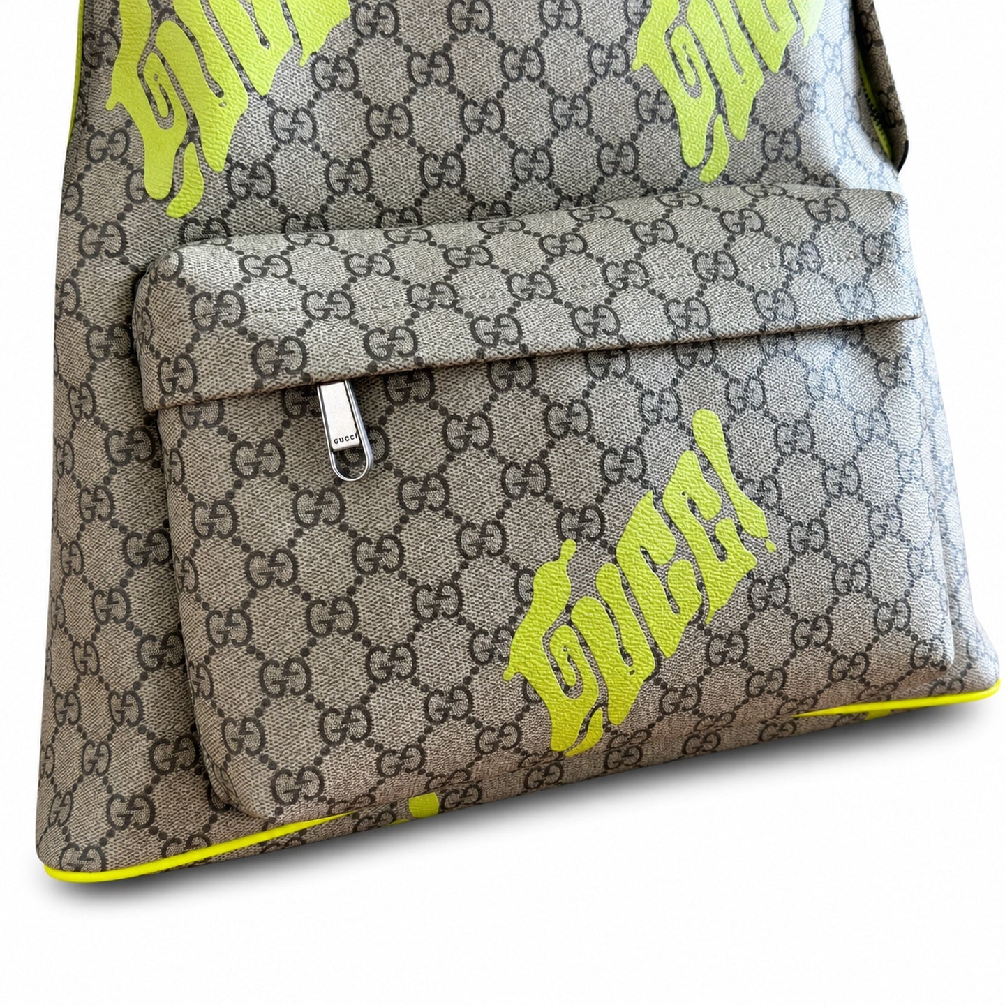 Gucci Silk Cotton Leather Black Green Bag