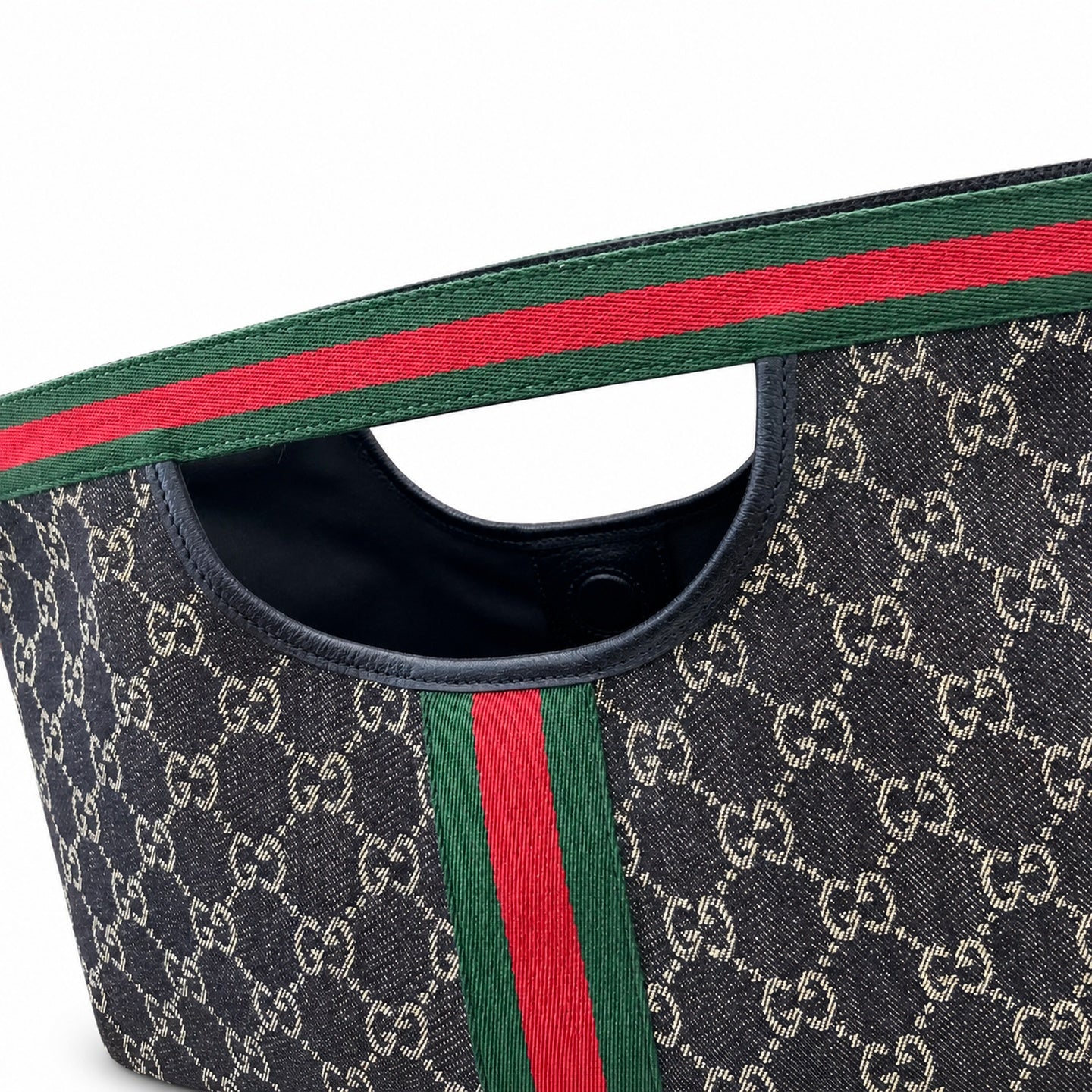 Gucci Giglio Men's Cotton Denim Canvas Leather Black White Brown Red Green Gold Handbag