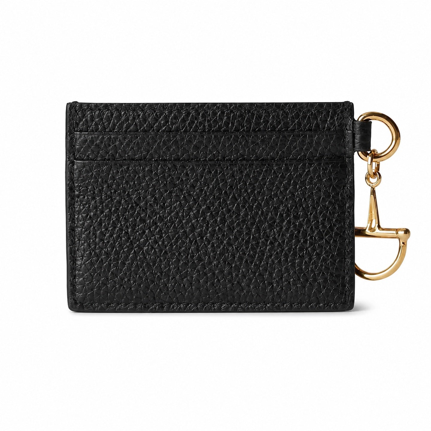 Gucci Horsebit Cotton Leather Black Gold Card Holder