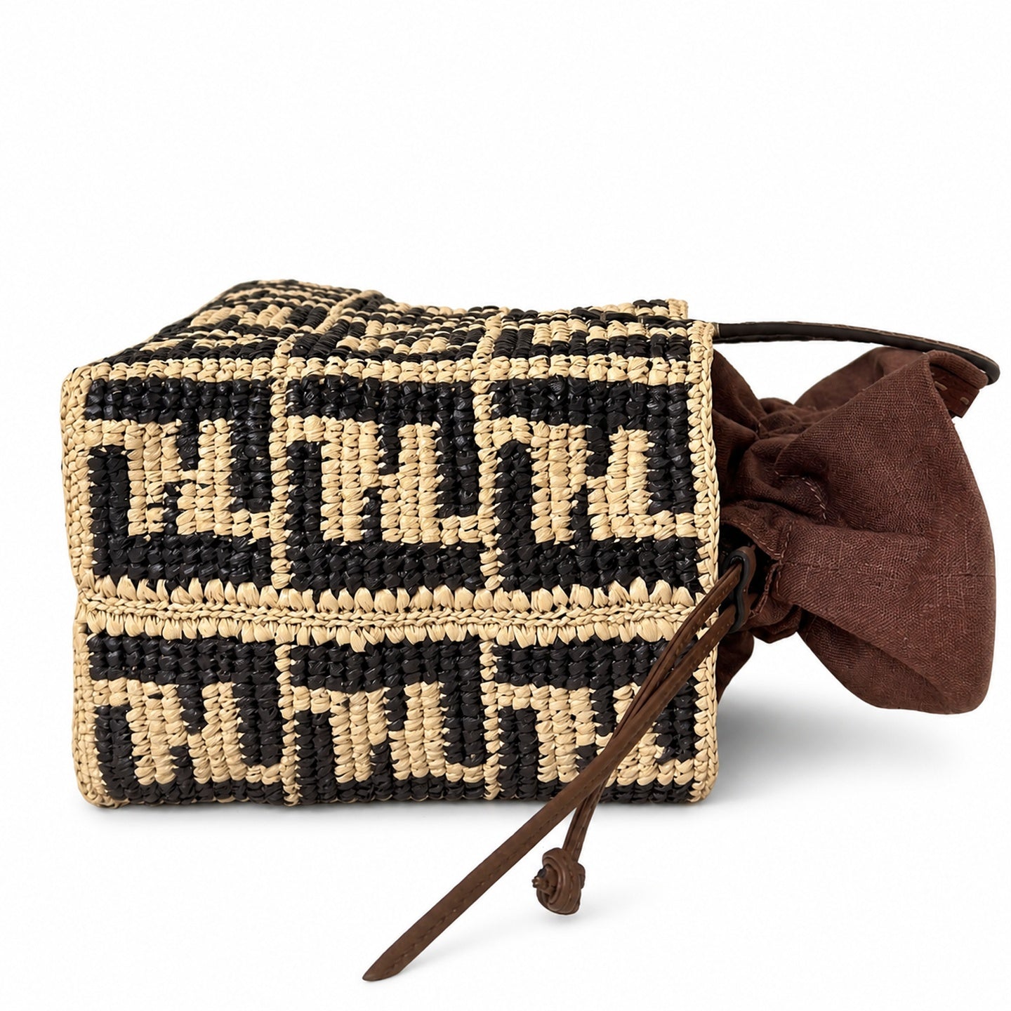 Fendi Roll Raffia Shopping Bag